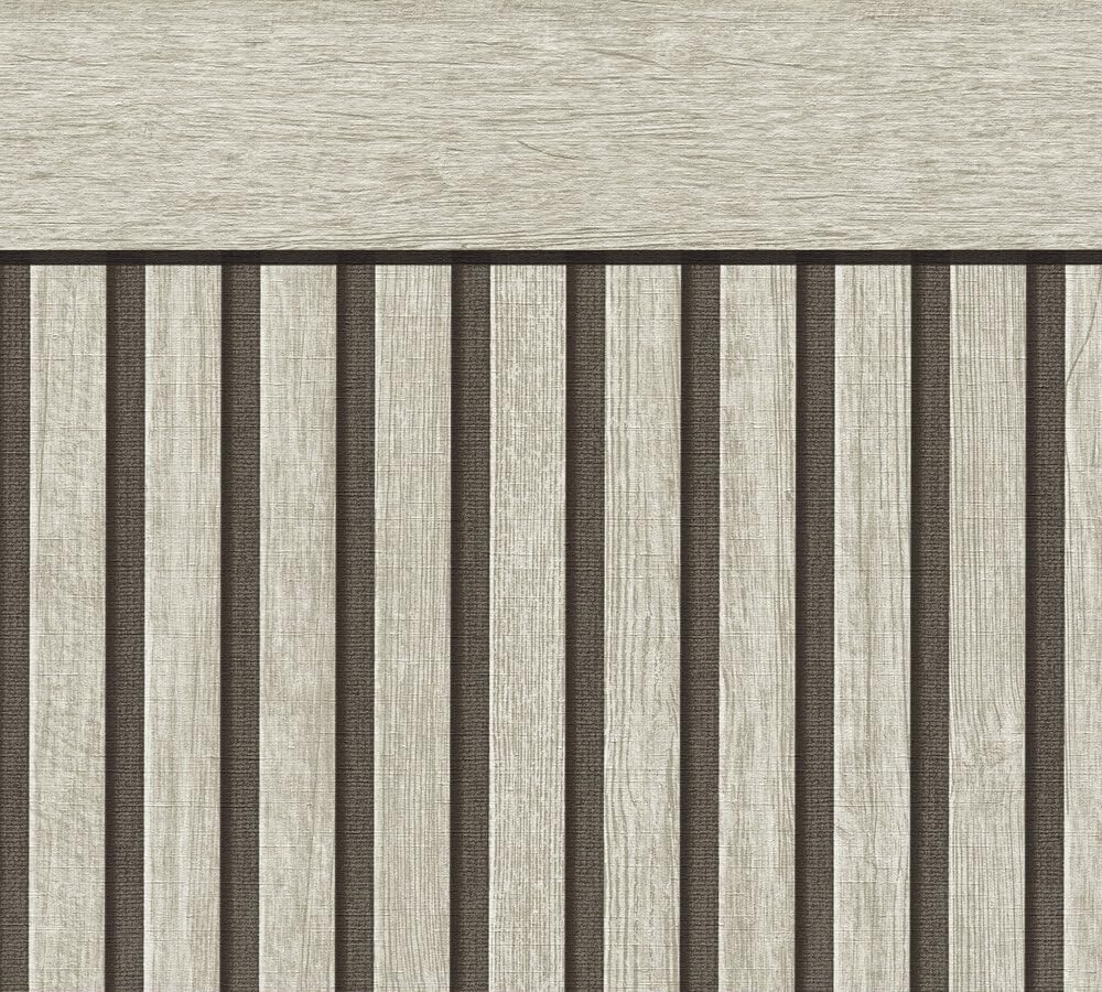 A.S. Création Non-Woven Wallpaper with Wood Effect in Grey, Black – 10,05 x 0,53 m Designer Wallpaper – 399562