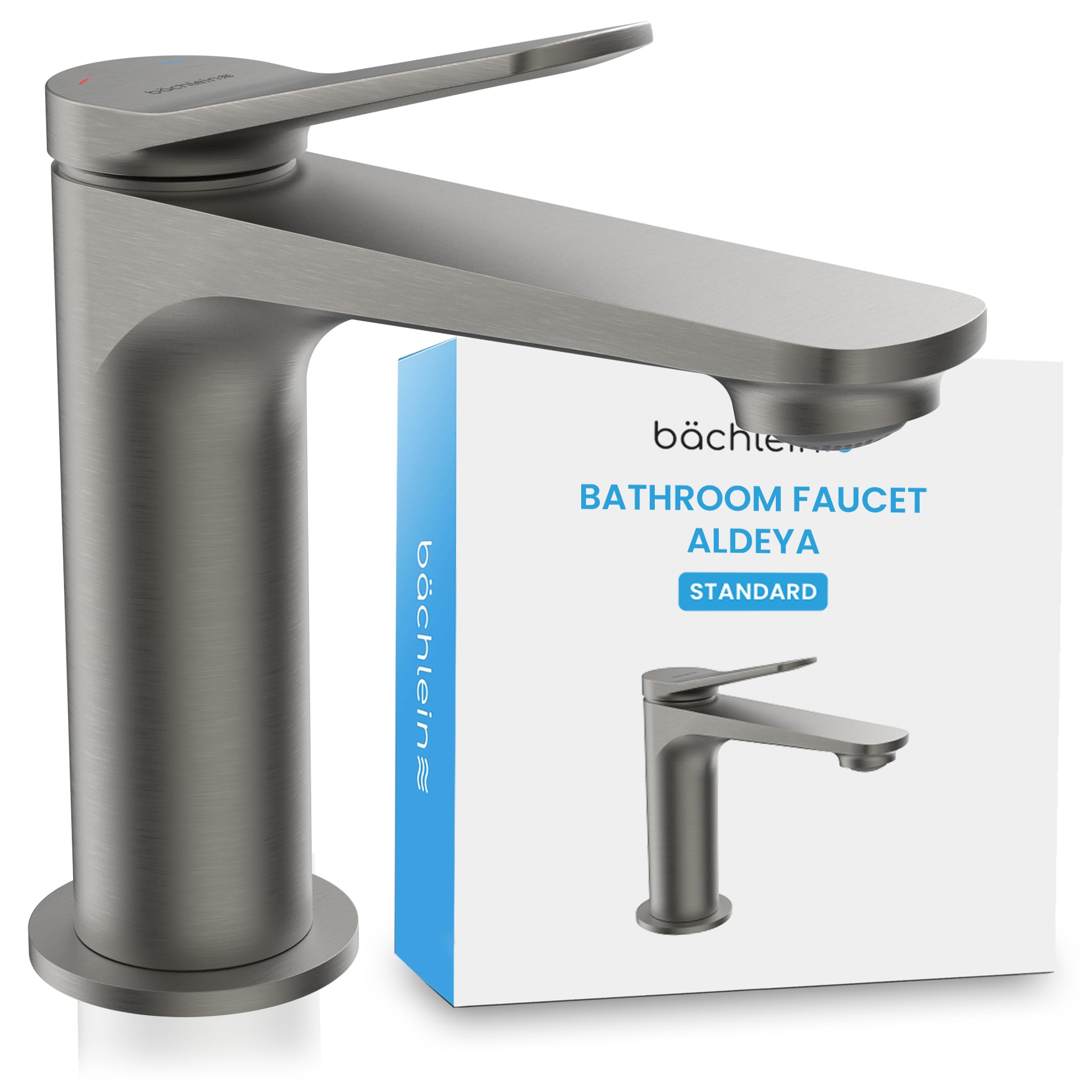 Bächlein Aldeya Modern Design Bathroom Tap with Durable Ceramic Cartridge and Mounting Kit Anthracite