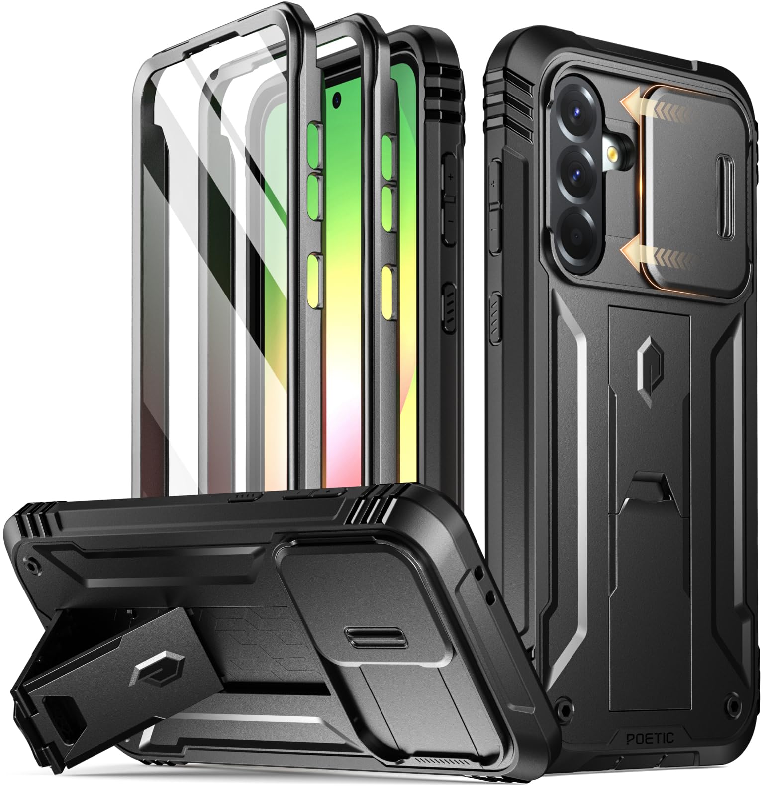 Poetic Revolution Case for Galaxy A56 5G, [Sliding Camera Cover], [20ft  Mil-Grade Drop Tested], Heavy Duty Shockproof Full Body Cover with Stand  and Built-in Screen Protector, Black : Amazon.sg: Electronics