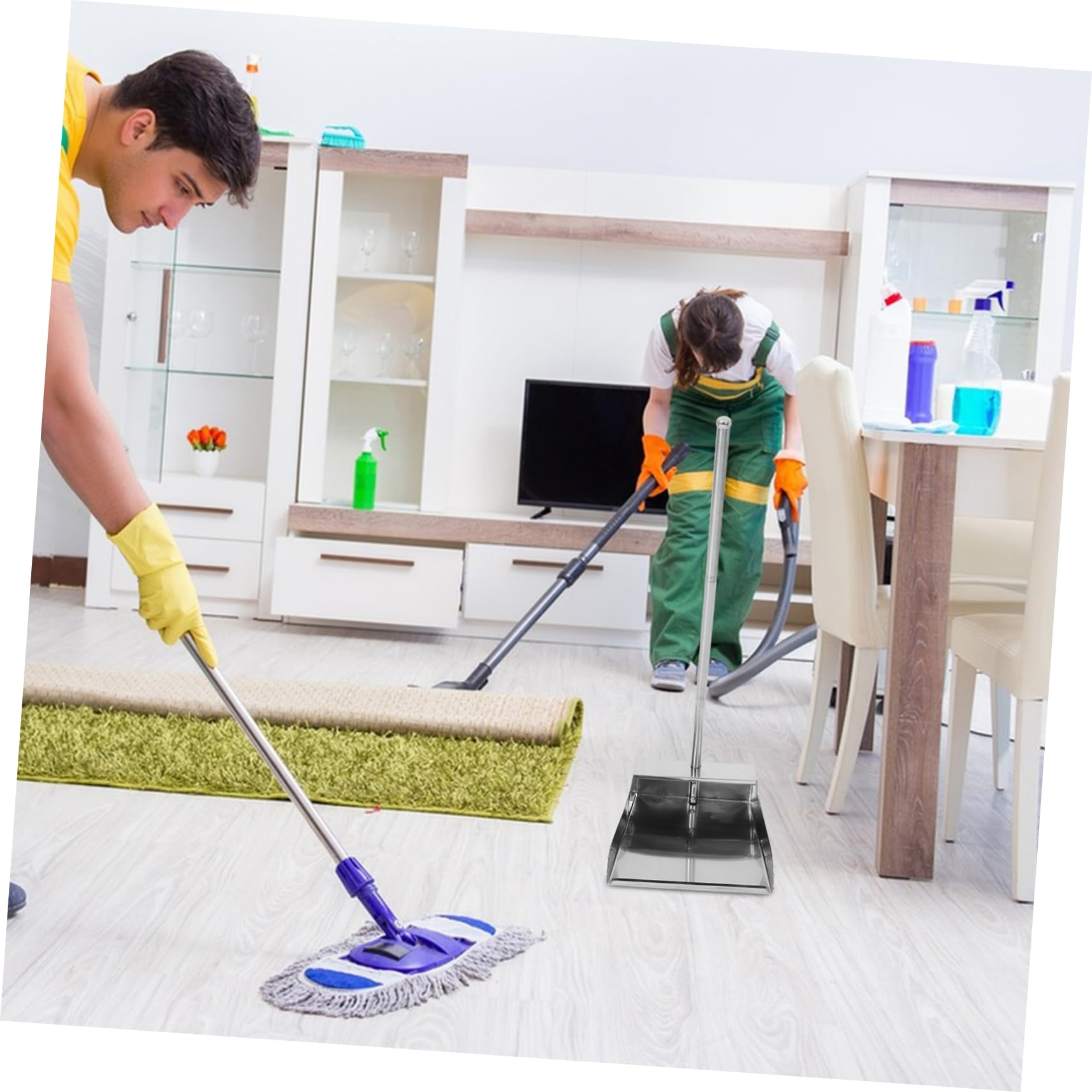 STOBOK Pala De Basura Bandeja De Garaje Comprar Herramienta De Limpieza De La Casa Recogedor De Interior Recogedores Con Mango Sartén Larga Cepillo De Barrido Acero Inoxidable Niño Metal
