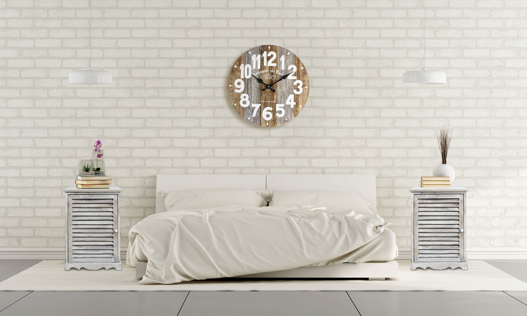 Rebecca Mobili Wall Clock Industrial Hanging Watches Mdf Wood Analog Kitchen Living Room - 34 cm x P 4 cm (H x W x D) - Art. RE6145 - Image 3