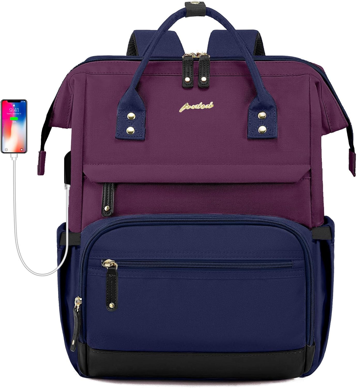 Laptop Backpack for Womem Work Bags: 15.6 Inch Travel BackPacks With USB Charging Port Anti Theft Fashion College BookBag Durable Back Pack Purse Bussiness Daypack for Nurse Teacher Purple Blue