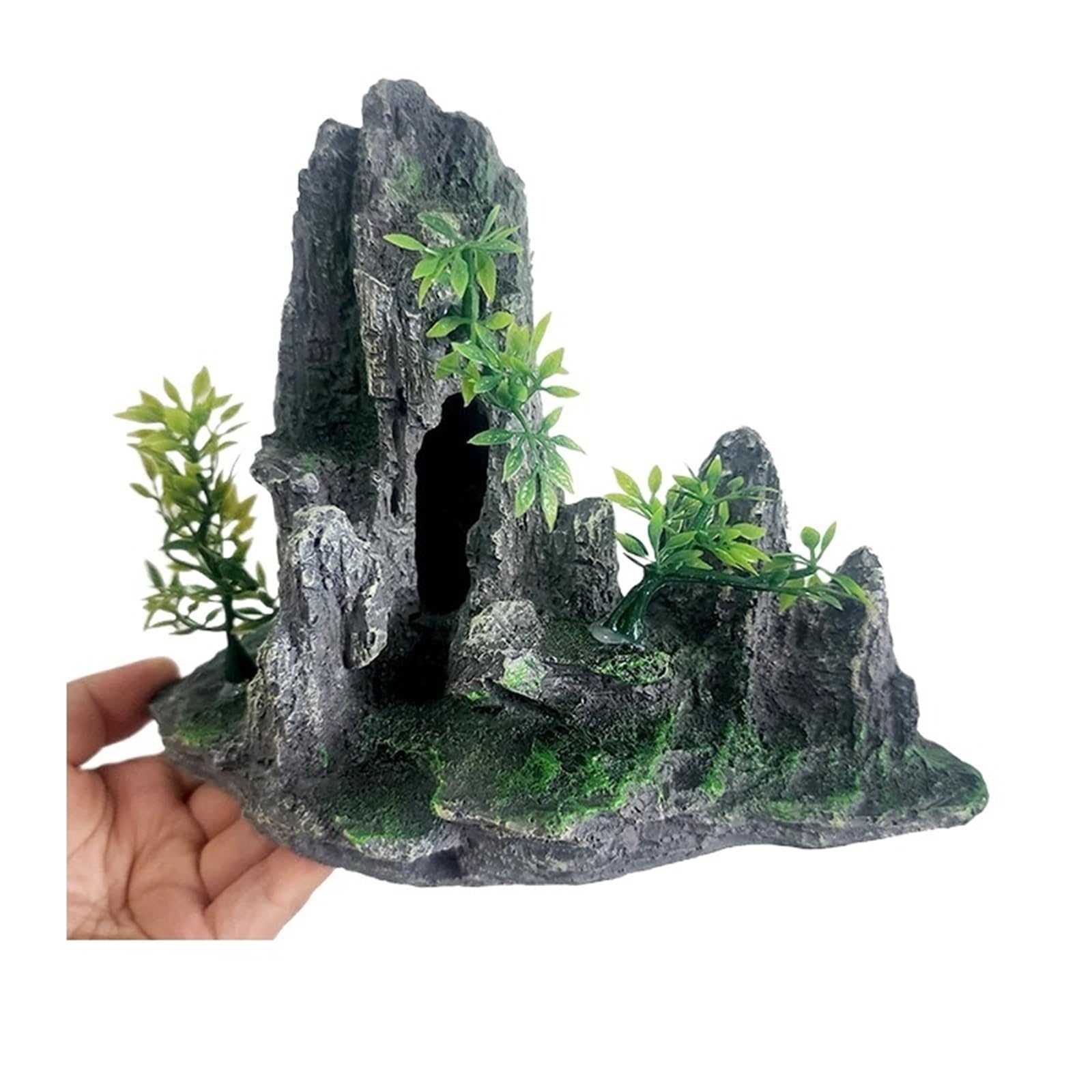 Vista de la montaña del Acuario, Adorno de árbol de Piedra y Cueva de Roca for Acuario de Resina, Multicolor(Color 1)