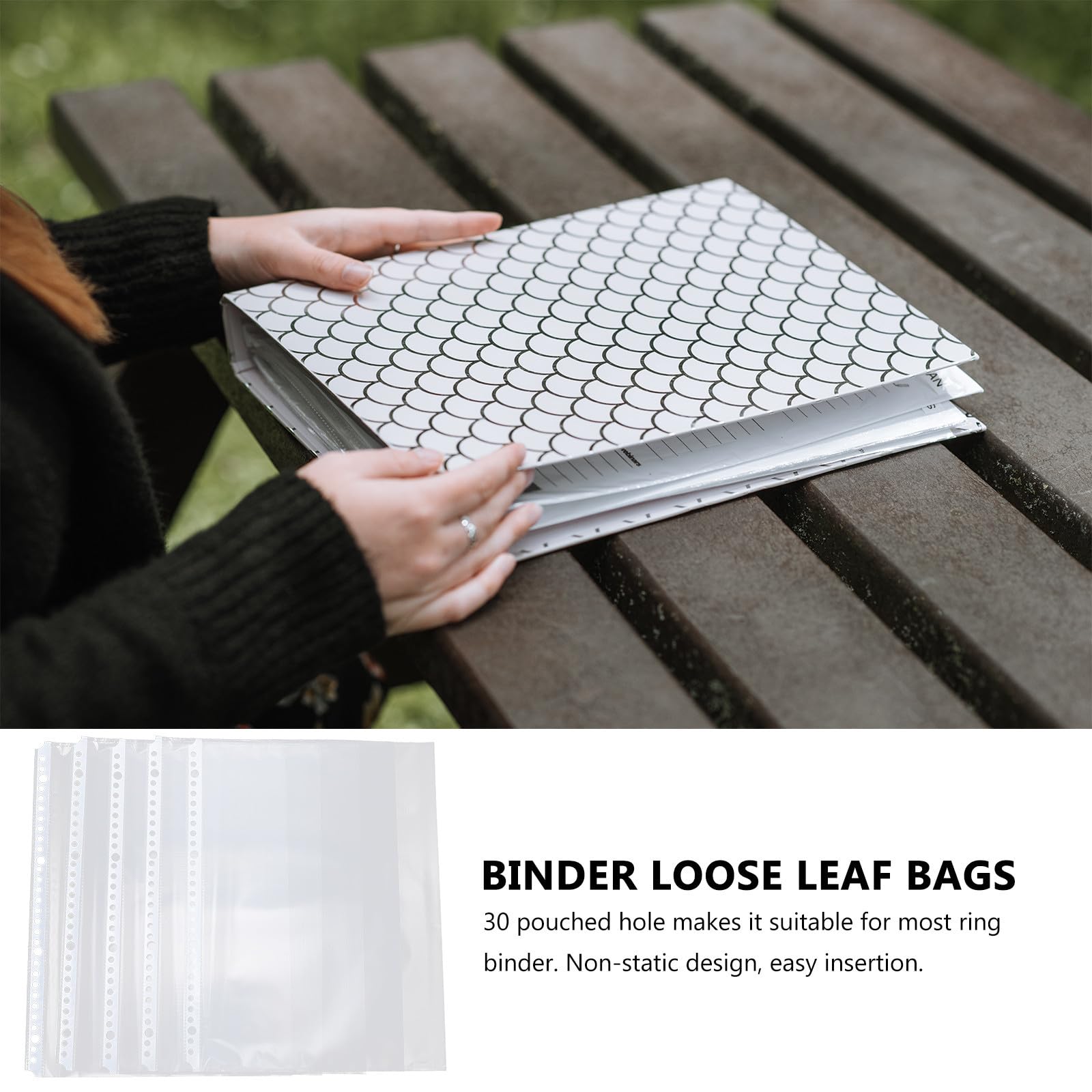 Gatuida 100 pièces Pochettes Transparentes Perforées Intérieures pour Dossiers Protection Réutilisable Lot pour Rangement Clair et Pratique
