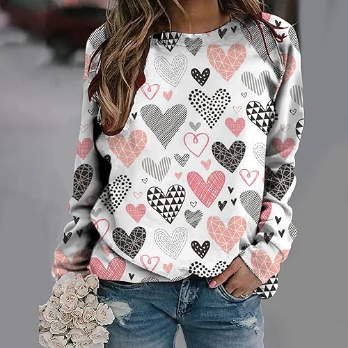 Miniatura 2 de Sudadera de leopardo con corazón de amor para mujer camisetas de manga larga para el día de San Valentín camisetas gráficas sin botones para niñas