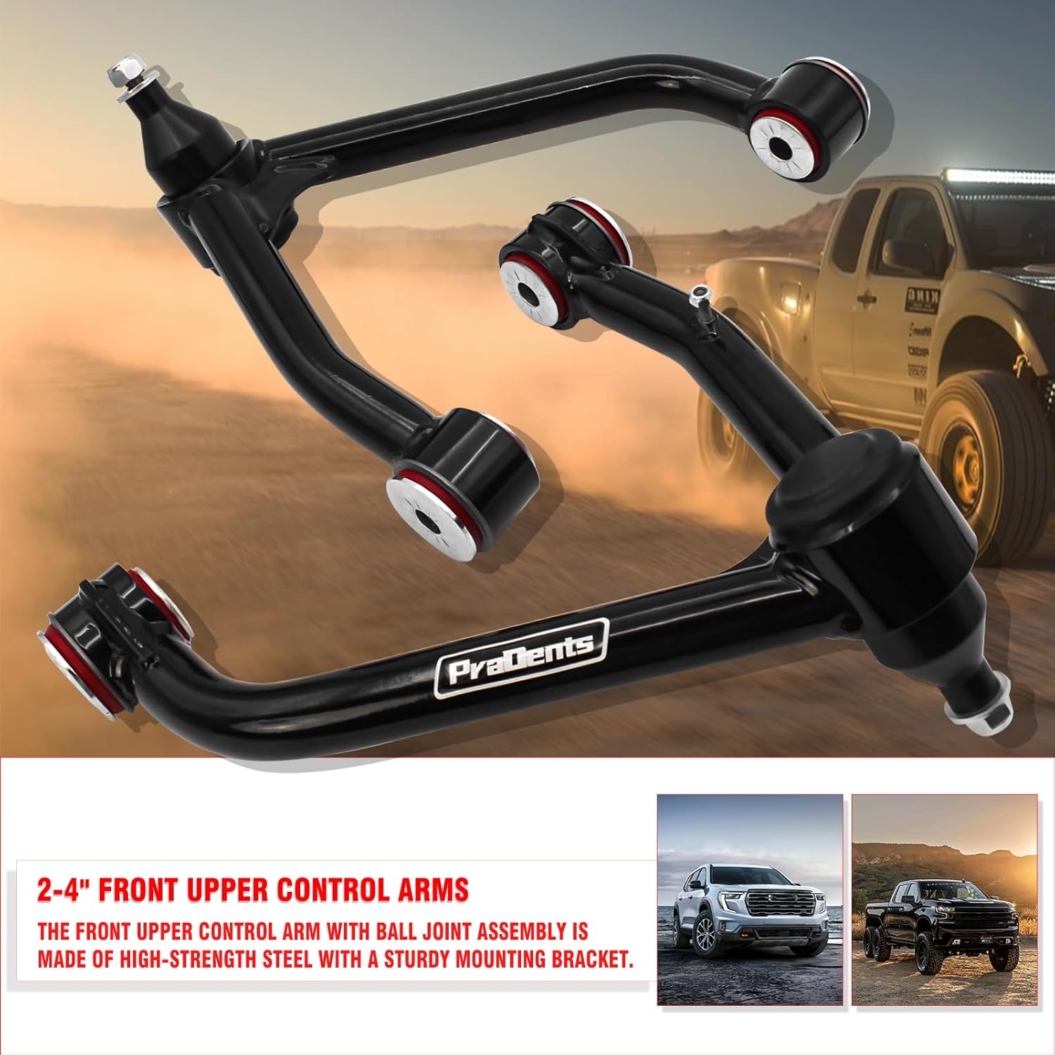 2-4" Front Upper Control Arms for 2014-2018 Chevy Silverado GMC Sierra 1500, 2015-2020 Suburban 1500 Tahoe Yukon,Yukon XL, Escalade ESV, PU Bushings UCA Greasable