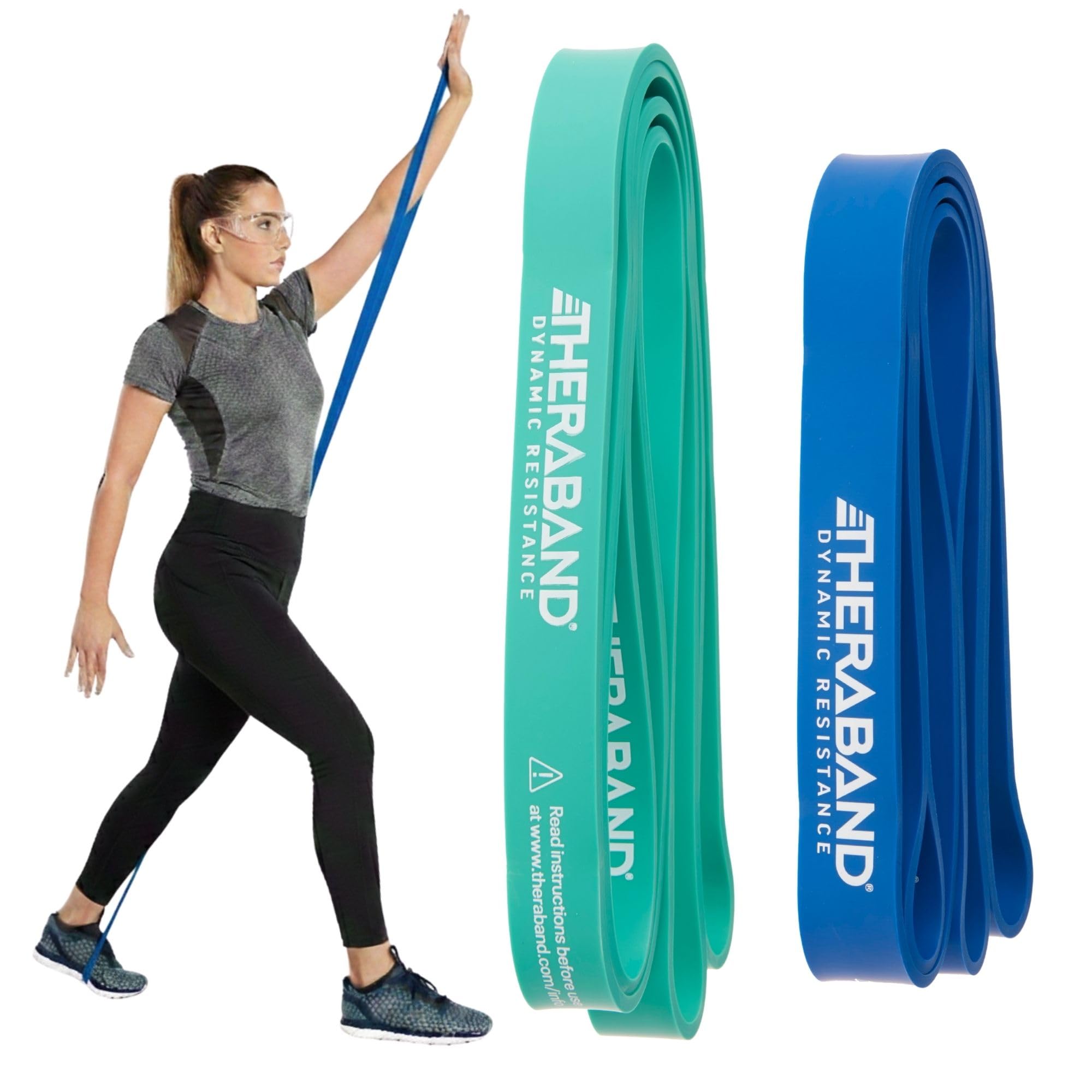 Theraband High Resistance Bands Set Of 2 Elastic Super Bands For Improving Flexibility Injury Rehab & Full Body Workouts Heavy Duty Stretch Bands