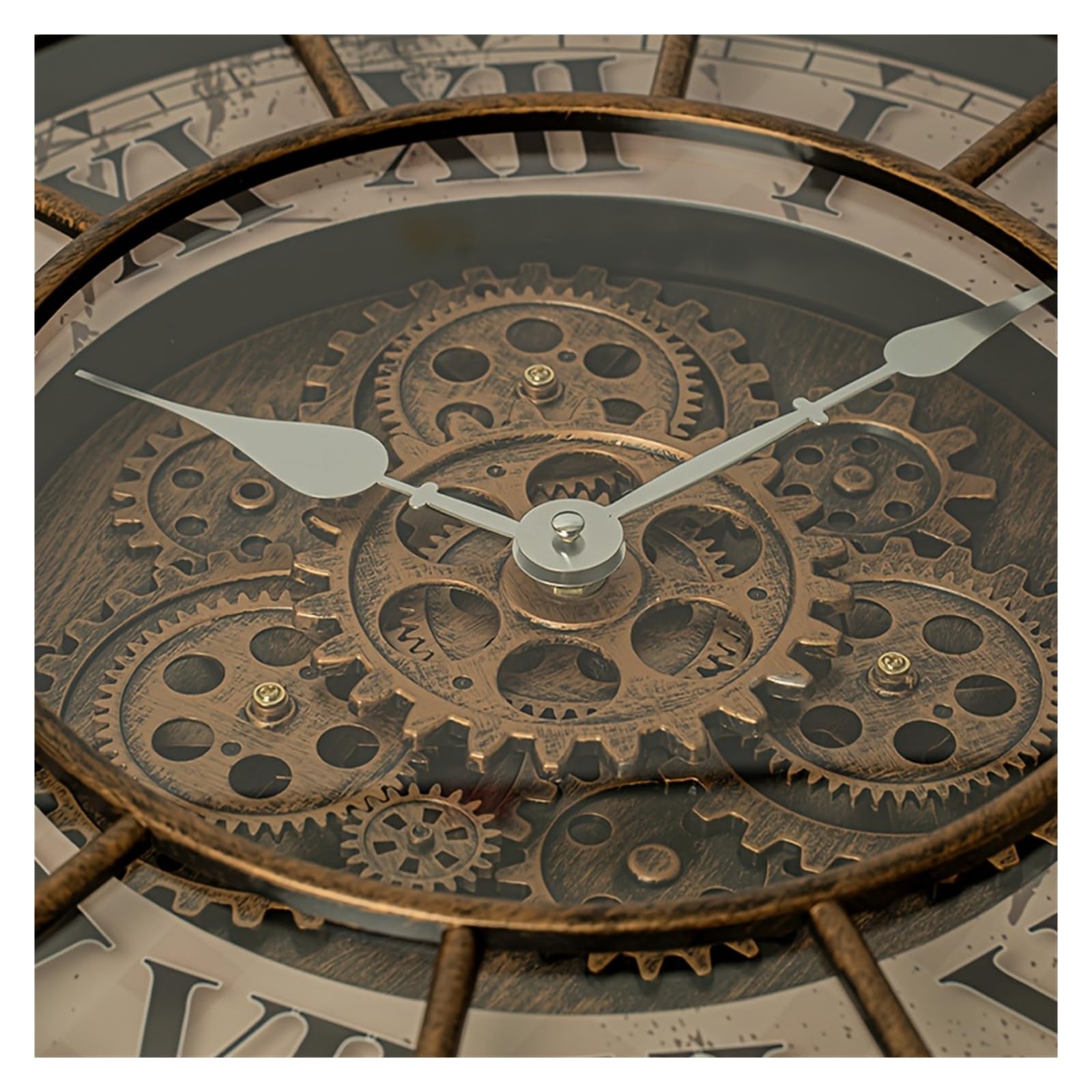 Generico Reloj de pared grande con engranajes industriales de 46 cm, engranajes móviles, números romanos, decoración punk(A- 07)