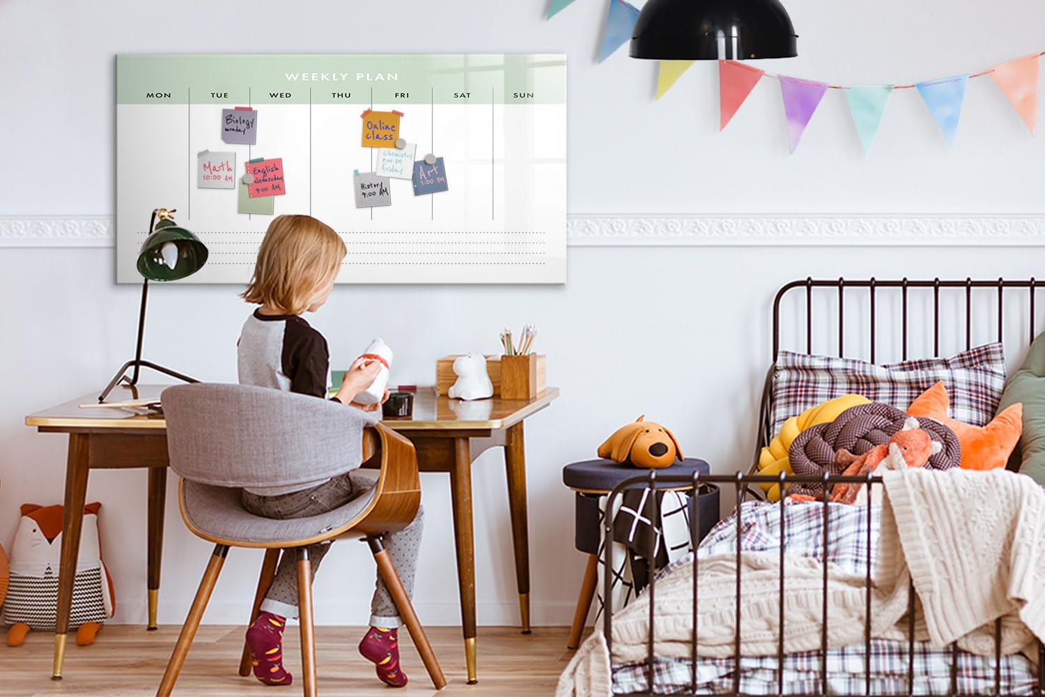 Lavagna in Vetro Magnetica con Accessori | Magneti Potenti, Pennarello e Gomma Inclusi | Ottima per Casa, Ufficio e Scuola - 120x60 - Agenda settimanale