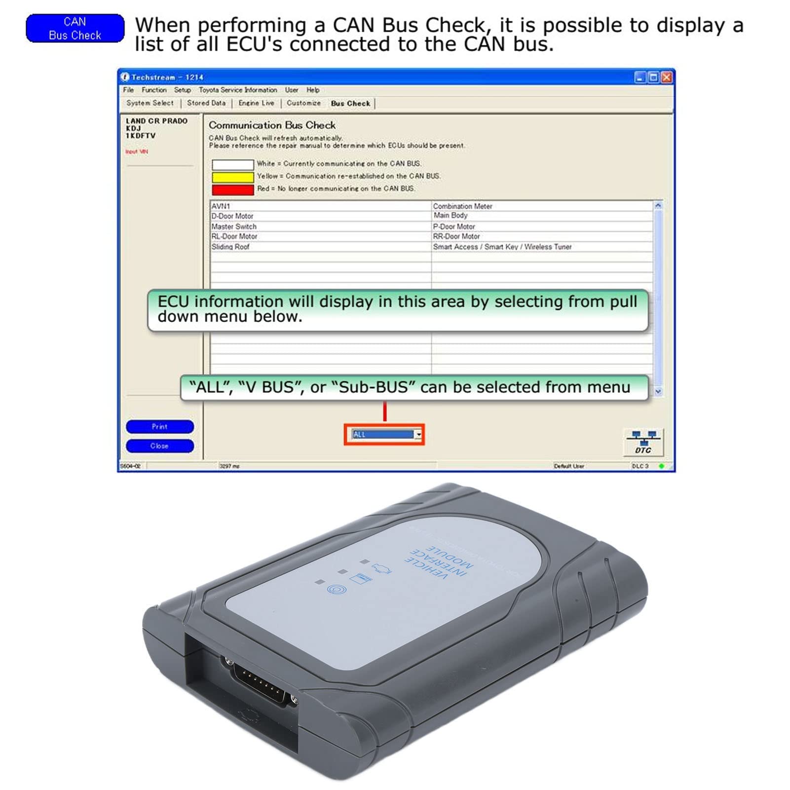 IT3 Global GTS OTC Vim OBD-Scanner, Professionelles Diagnose-Scan-Tool mit Benutzerfreundlicher Benutzeroberfläche für Fahrzeuge von 1996 Bis 2015