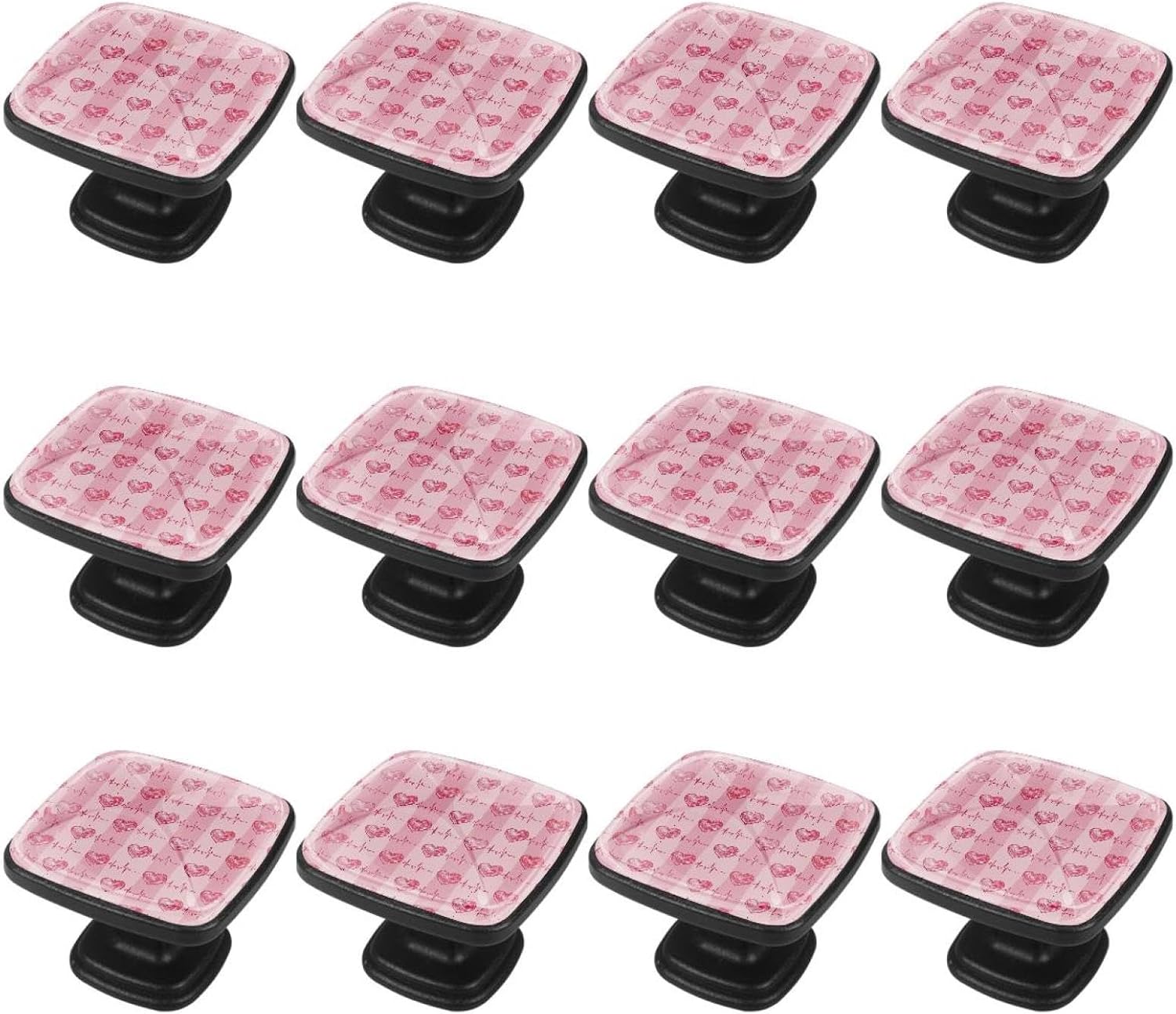 12 Pack Square Glass Drawer Knobs for Kitchen Cabinet with Screws, Mermaid Turquoise Green Abstract Crystal Diamond Shaped Cupboard Knobs for Kitchen Office Bathroom