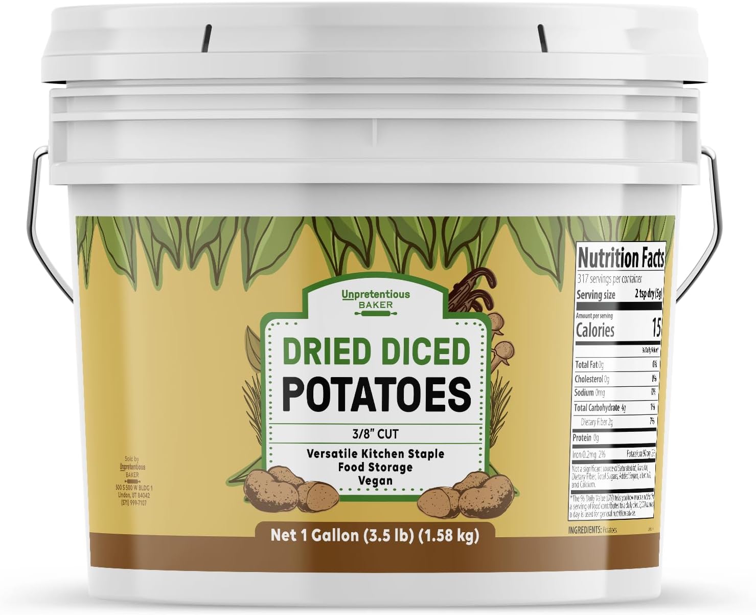 Unpretentious Dried Diced Potatoes, 1 Gallon, Soups, Stews, Food Storage Potatoes (56 Ounce)