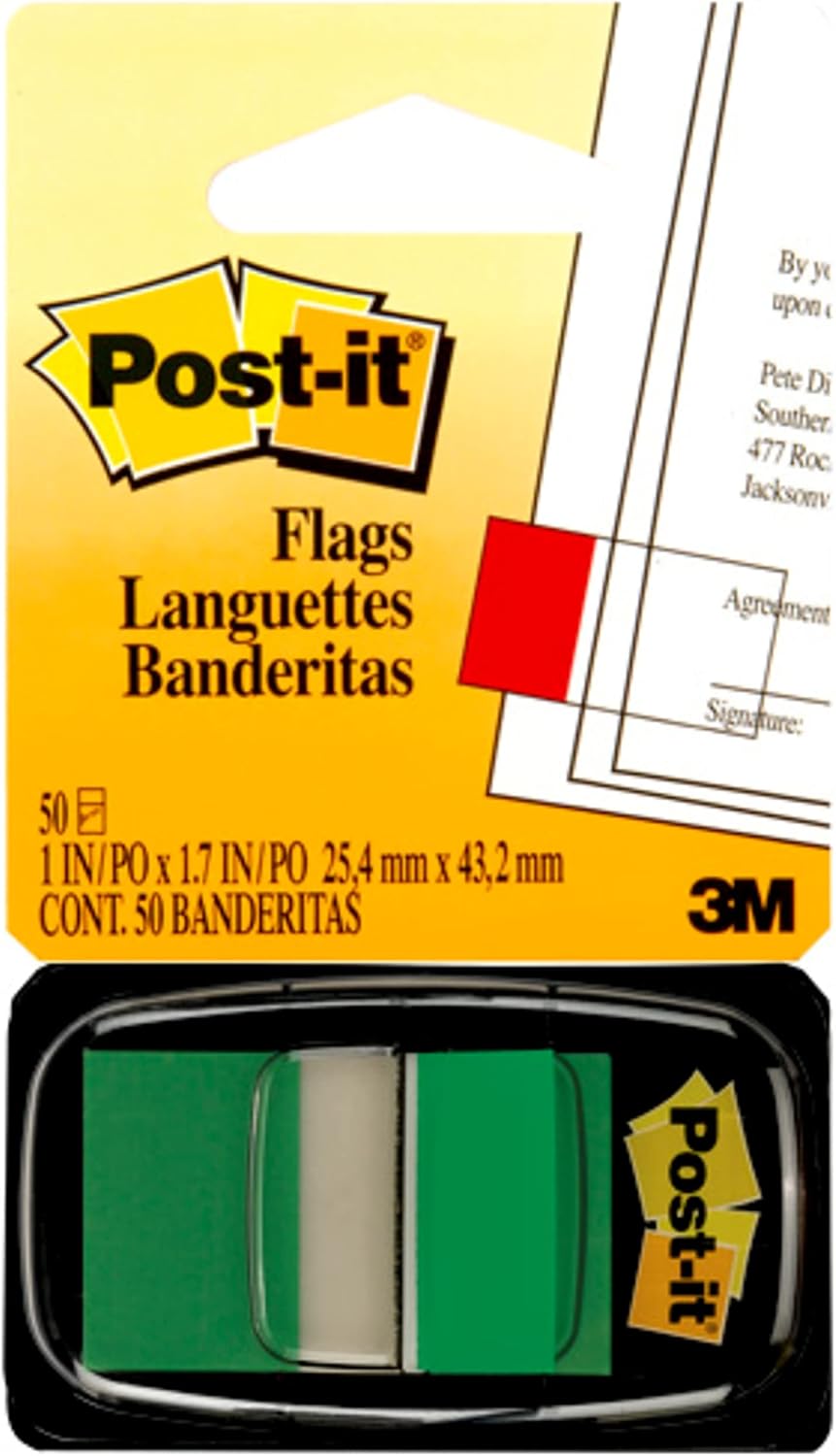 Post-it Flags Value Pack, 50/Dispenser, 24 Dispensers/Pack, 1 in Wide, Red (680-1-24)