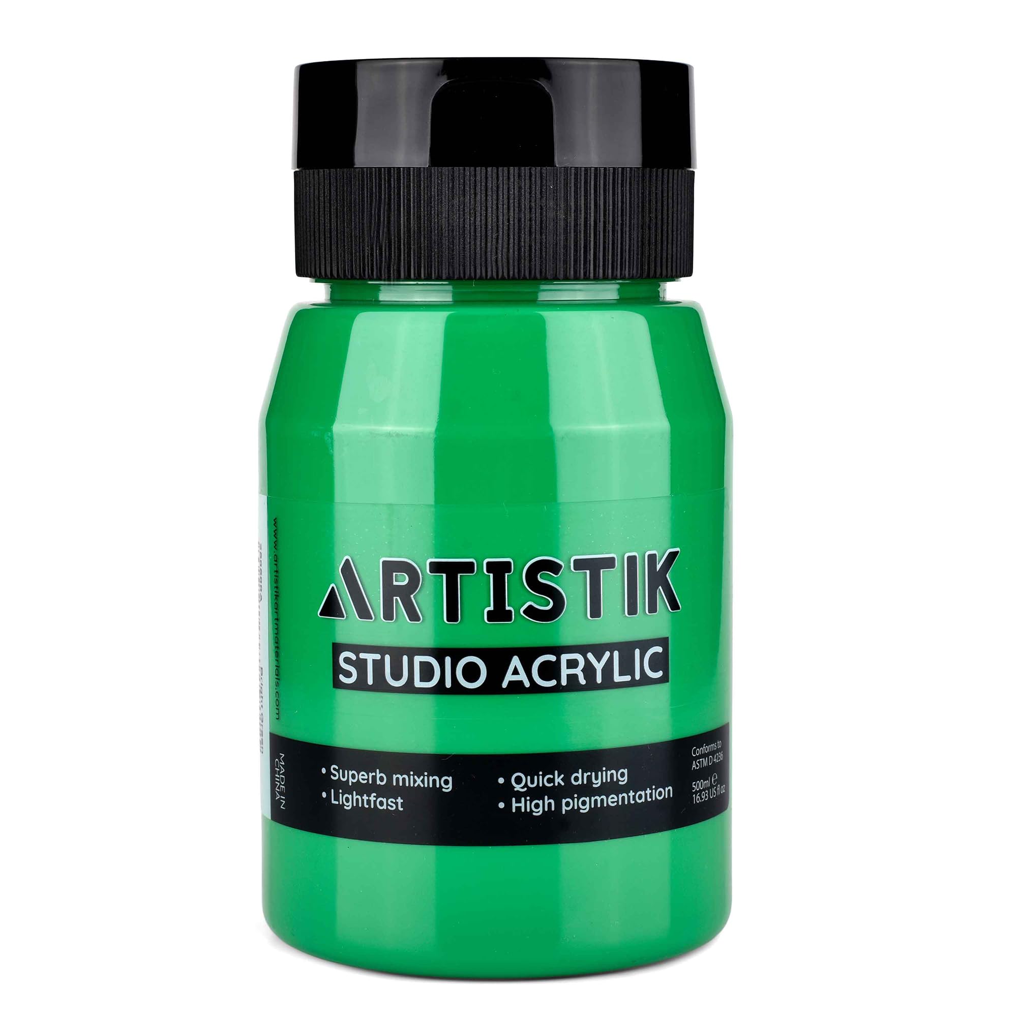 Artistik Bright Green Green Acrylic Paint 500Ml | Premium High-Pigmented With Full Smooth Coverage | Long-Lasting & Versatile | Professional Acrylic Paint For Artists (Bright Green)