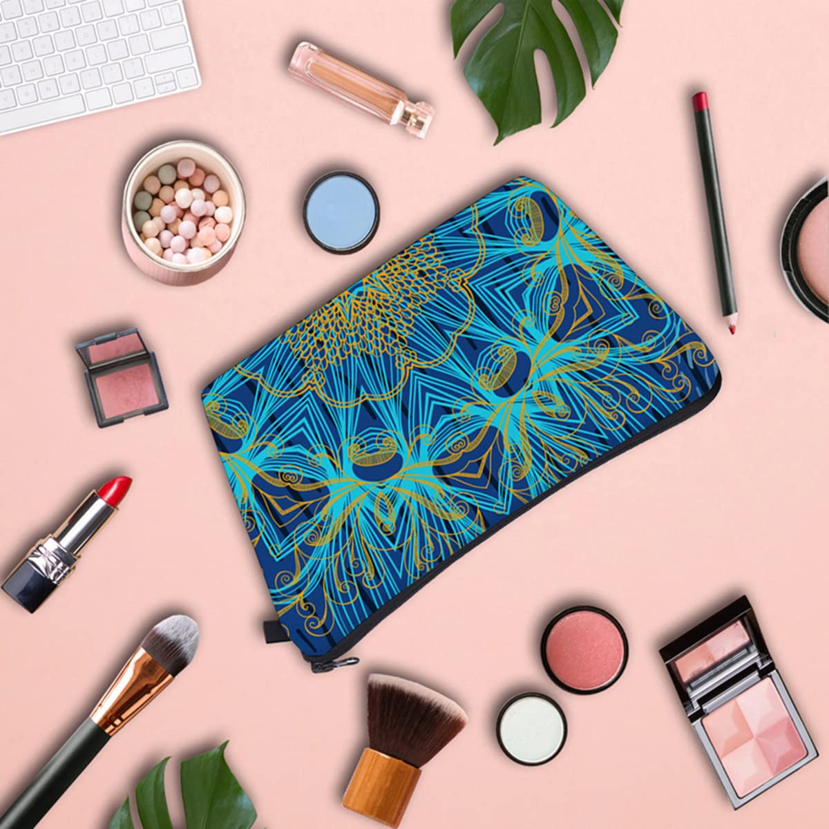 FAVORTALK Cosmetic Bag Travel Makeup Bag Small Cosmetic Bag Make Up Case for Women Organizer Flat Lay Bag Travel Wash Kit Women B0975 - 5