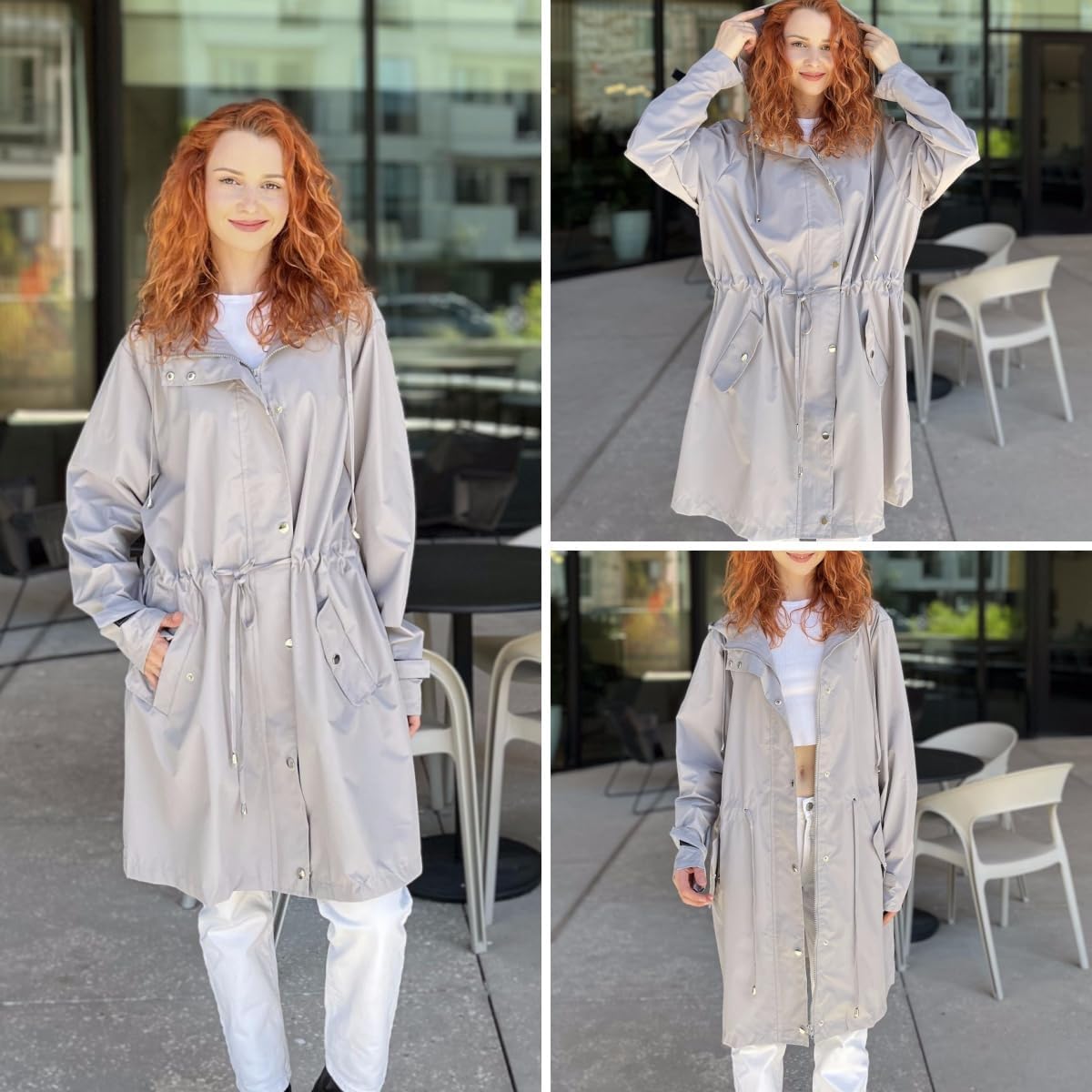 IN'VOLAND Plus Size Rain Jackets For Women Waterproof Rain Coats with Hood Lightweight Windbreaker Outdoor Trench Coat - Image 4