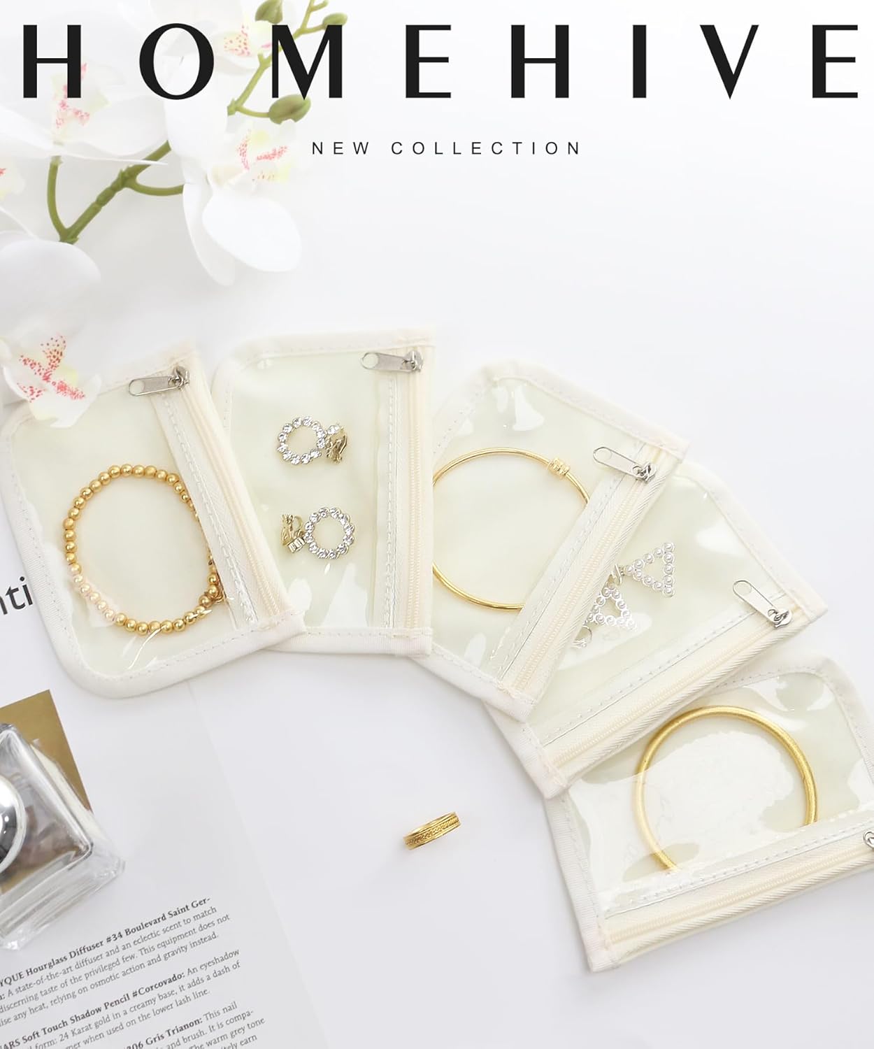 Travel Jewelry Bags, 10Pcs Clear Velvet Zipper Travel Jewelry Organizer, Portable Anti Tarnish Jewelry Storage Pouch Bag Gift for Women Girls, 10Pcs Bags - Image 2