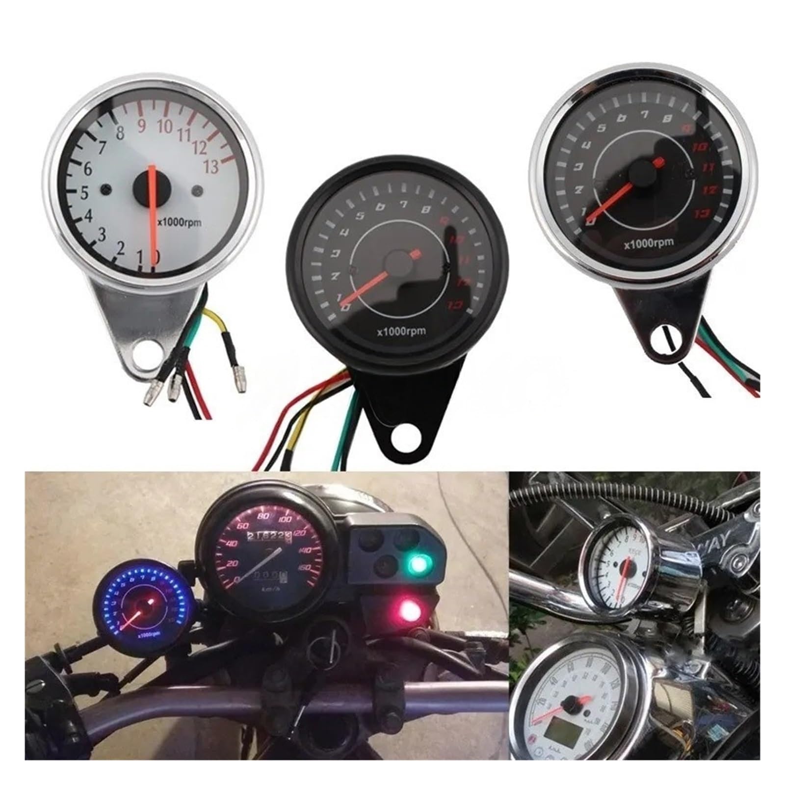 Contagiri Per Moto Con Retroilluminazione A LED, Contagiri Da 0 A 13000 Giri/min, Accessori In Acciaio Inossidabile Per Moto Indicatore