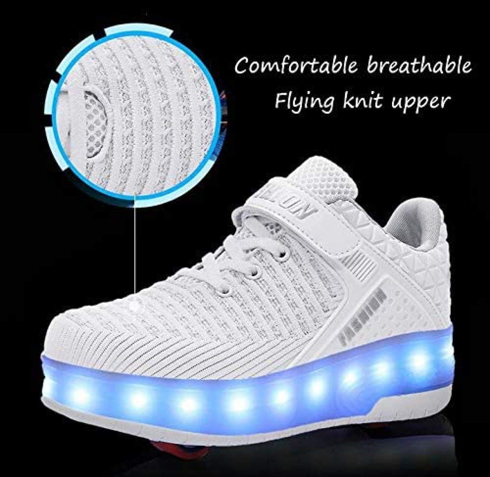 Zapatos LED Zapatos De Patinaje sobre Ruedas LED Niños Niñas Zapatillas Deportivas Al Aire Libre Zapatillas Deportivas De Gimnasia,White Single-41