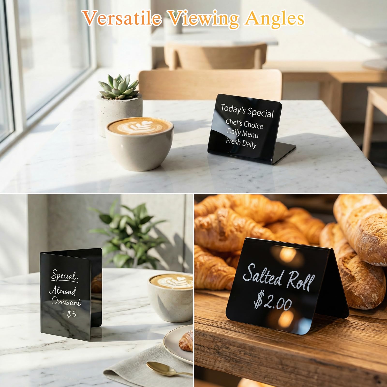 Woobroo 40 Pcs Mini Chalkboard Signs - V-Shaped Table Reservation Signs for Party, Caf, Restaurant (Black) - Image 4
