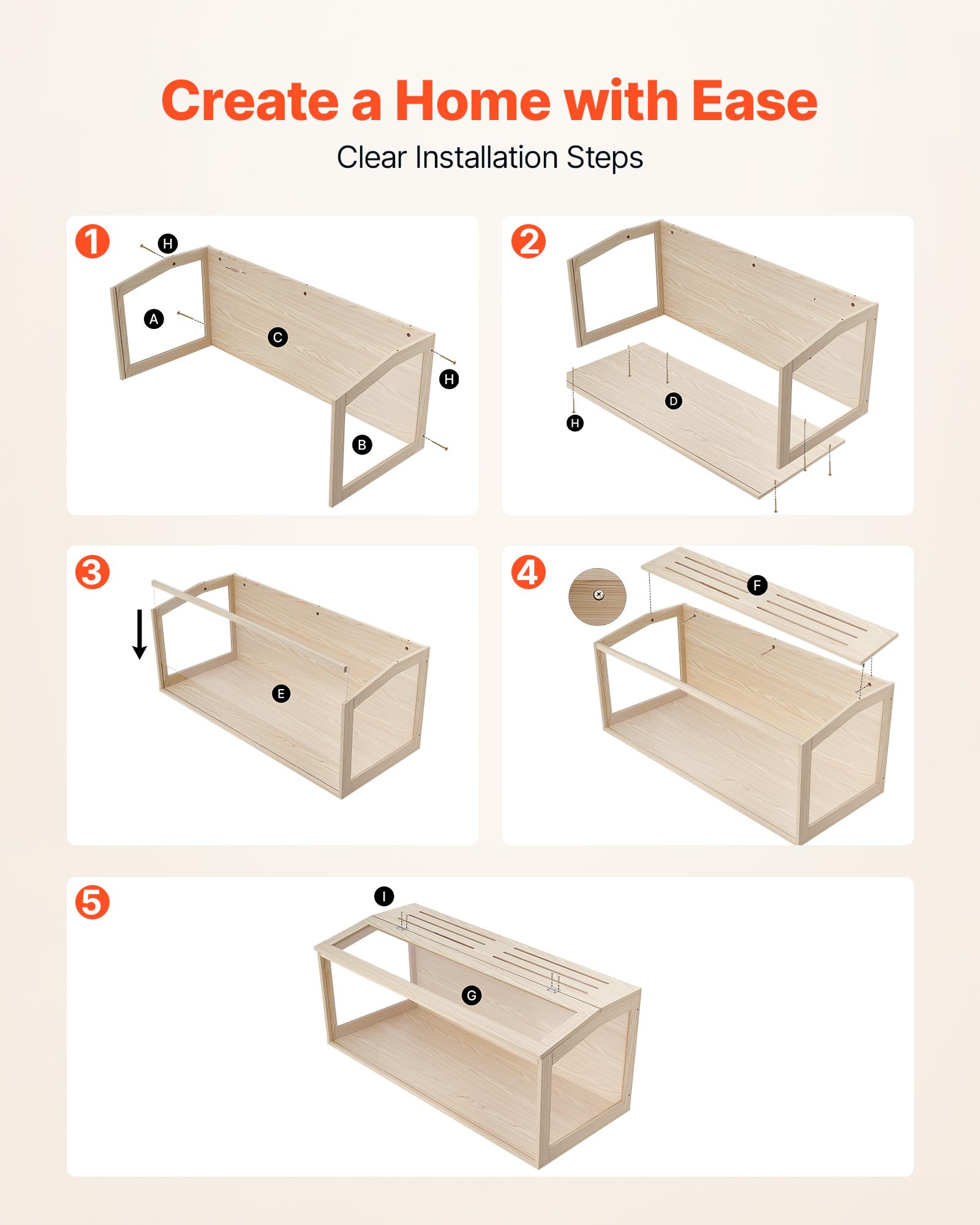 VEVOR Hamsterkäfig Nagerkäfig Nagarium Hamstergehege Holz 1220x510x510mm