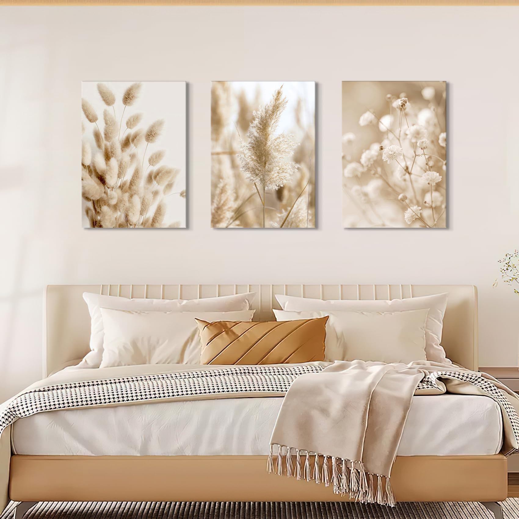3 Pcs Wooden Framed Canvas Wall Art Set Bohemian Sage Green Canvas Prints Poster Geometric Line Beige Green Pictures for Living Room Bedroom Dinning Room Hallway Stairs Wall Decor 30x40cm x3pcs — view 253
