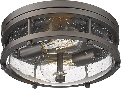 Miniatura 9 de Lámpara de techo de montaje empotrado grande de 16 pulgadas con vidrio semillado, pantalla de lámpara de techo redonda de veta de madera, grano de