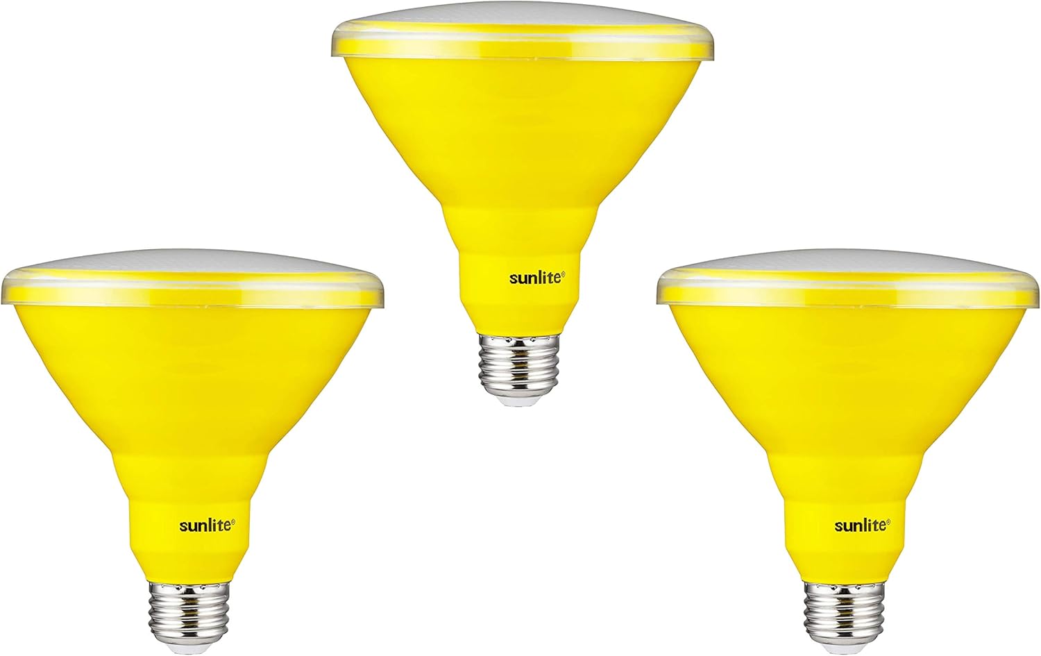 Sunlite 40243 LED PAR38 Colored Recessed Bug Bulb, 15 watt (75w Equivalent), Medium (E26) Base, Floodlight, ETL Listed, Yellow, 3 Pack