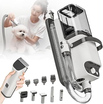 Dog Clippers,Dog Grooming Kit,Professional Pet Grooming Kit,Dog Vacuum Groomer Suction 99% Pet Hair,5 Grooming Tools Dog Cat Brushes,for Grooming Shedding Thick Long Hair