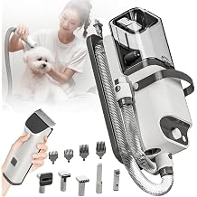 Dog Clippers,Dog Grooming Kit,Professional Pet Grooming Kit,Dog Vacuum Groomer Suction 99% Pet Hair,5 Grooming Tools Dog Cat Brushes,for Grooming Shedding Thick Long Hair