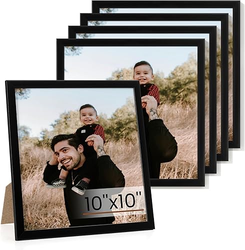 Heimlove 10x10 Picture Frame Set of 5,Black Photo Frames Display 10"x10" Picture