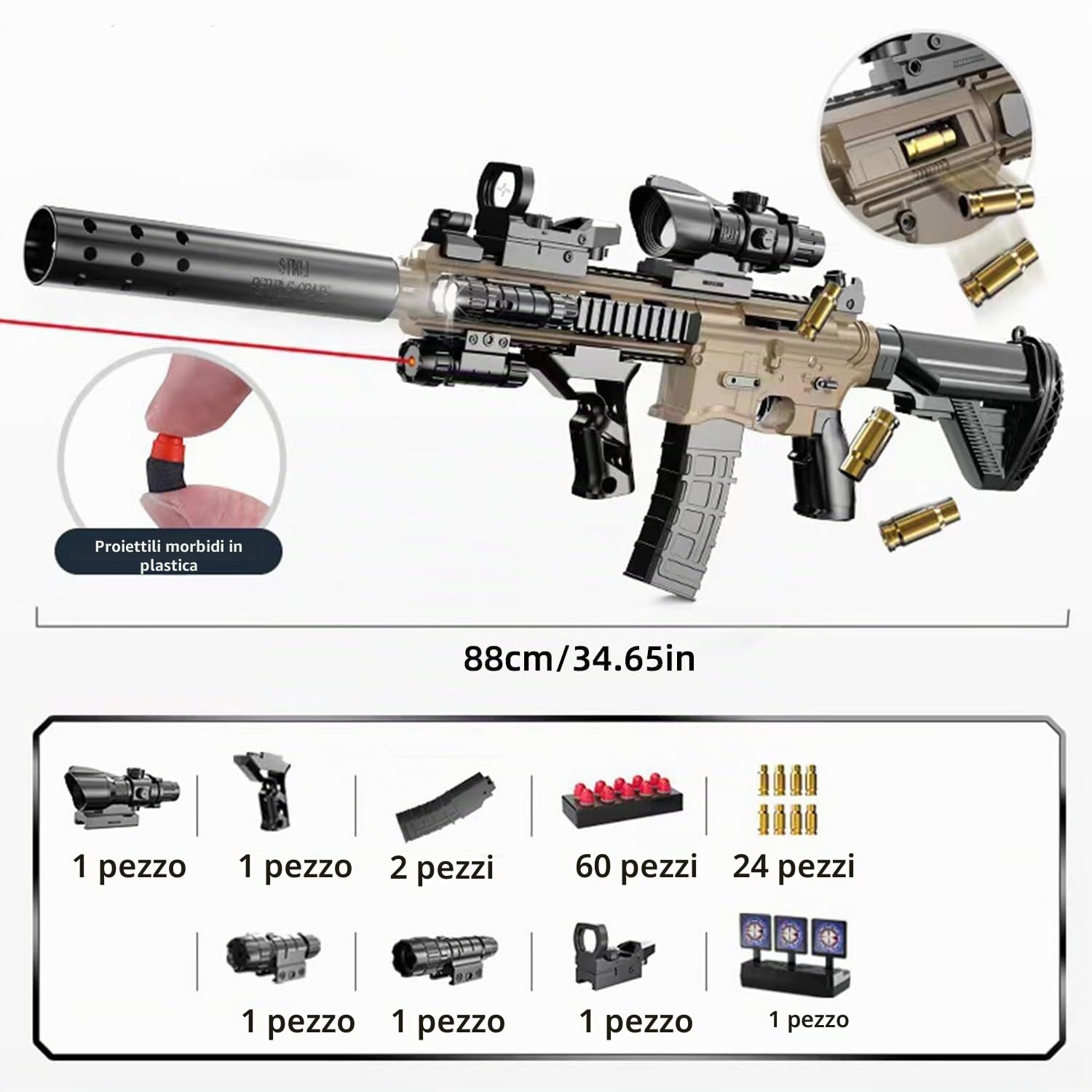 Pistola giocattolo, pistola giocattolo con proiettili morbidi, pistola con proiettili morbidi M416, blaster giocattolo in schiuma, pistola giocattolo per adulti e bambini dai 14 anni