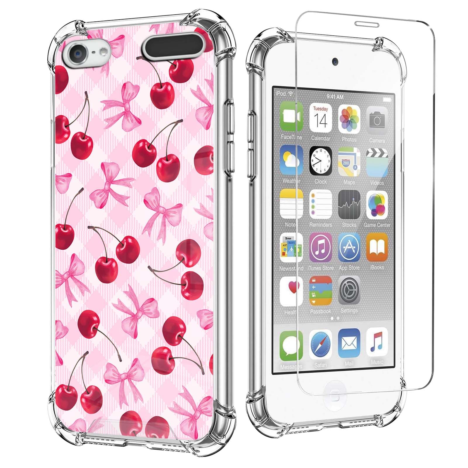 スマホアクセサリー iPod touch Amazon.com: KANGHAR for iPod Touch 7/6/5 Case, Pink Cherry Bow