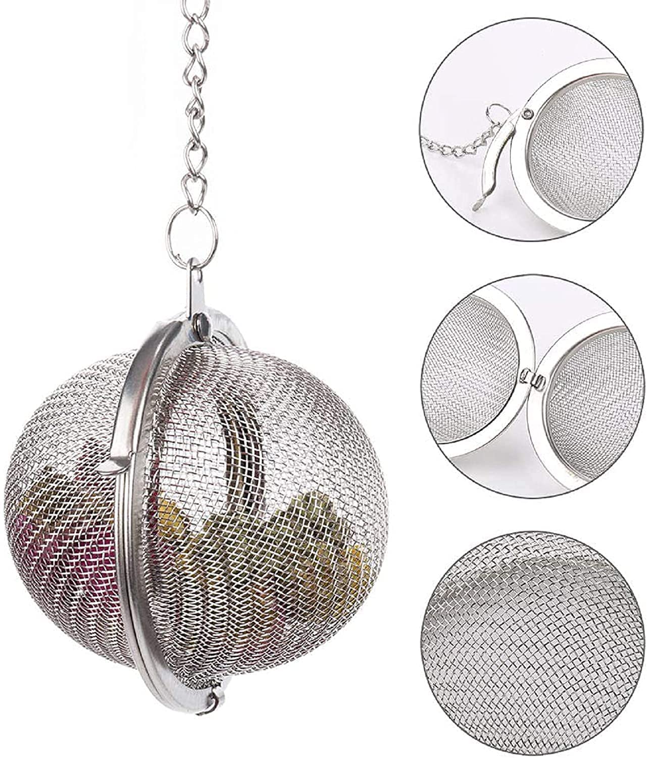 NAIDEV 2 PCs Stainless Steel Tea Ball Infuser Strainer Filters Loose Leaf Teas to Make The Perfect Cup or Pot. No Bags Required. Hook Spices & Seasonings Make Removal A Breeze (Small - 2) 3