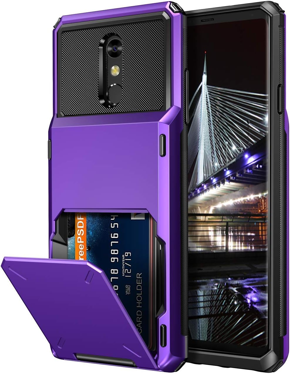 Vofolen Case for LG Stylo 4 Case Wallet [4-Card Pocket] Credit Card Holder ID Slot Anti-Scratch Dual Layer Protective Bumper Rubber Armor Non-Slip Hard Shell Cover Case for LG Stylo 4 4 Plus (Purple)