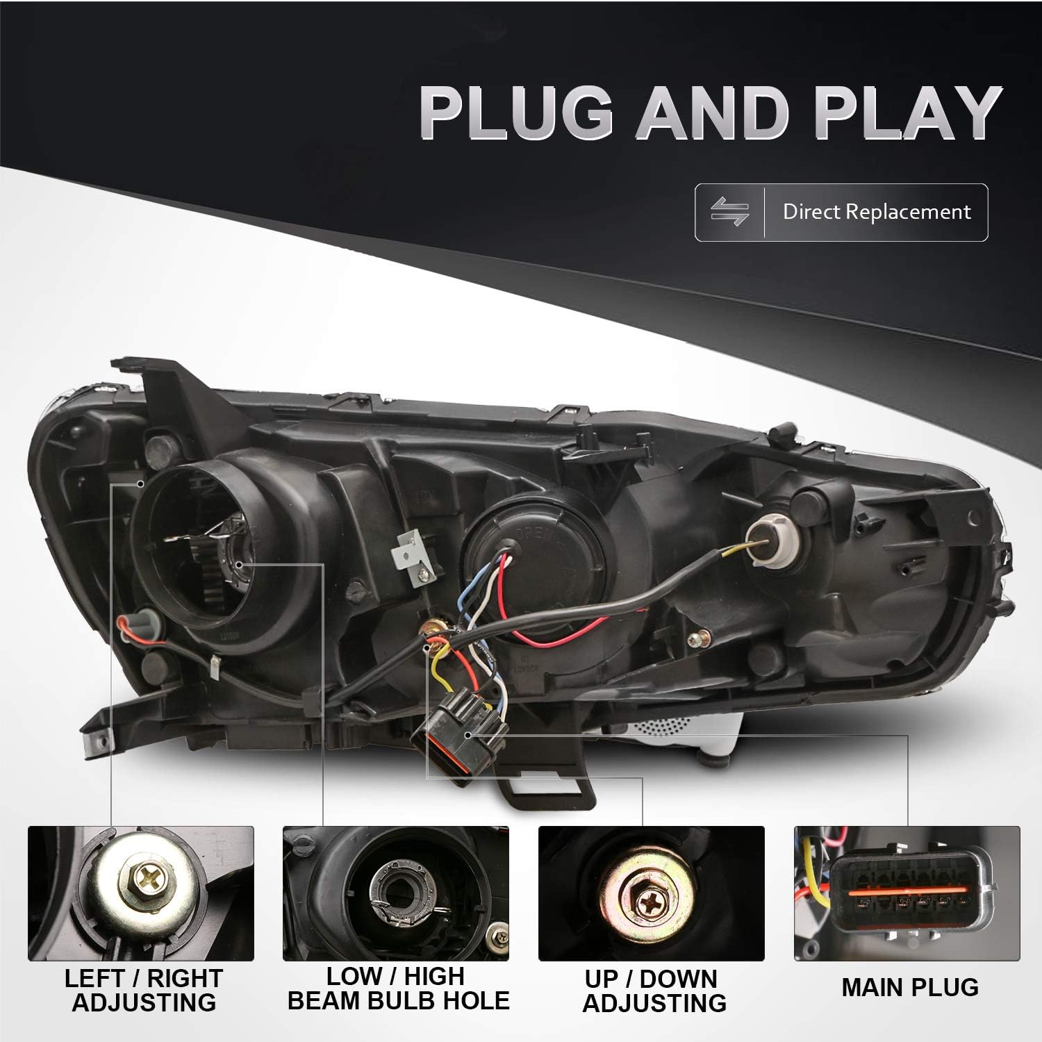 Exсluѕіvе Sресіаl MOSTPLUS LED Headlights Halo Assembly Projector Dural Beam Lamp Compatible for Mitsubishi Lancer EVO 10 2008-2020 Nеw Arrіvаlѕ MOSTPLUS LED Headlights Halo Assembly Projector Dural Beam Lamp Compatible for Mitsubishi Lancer EVO 10 2008-2020