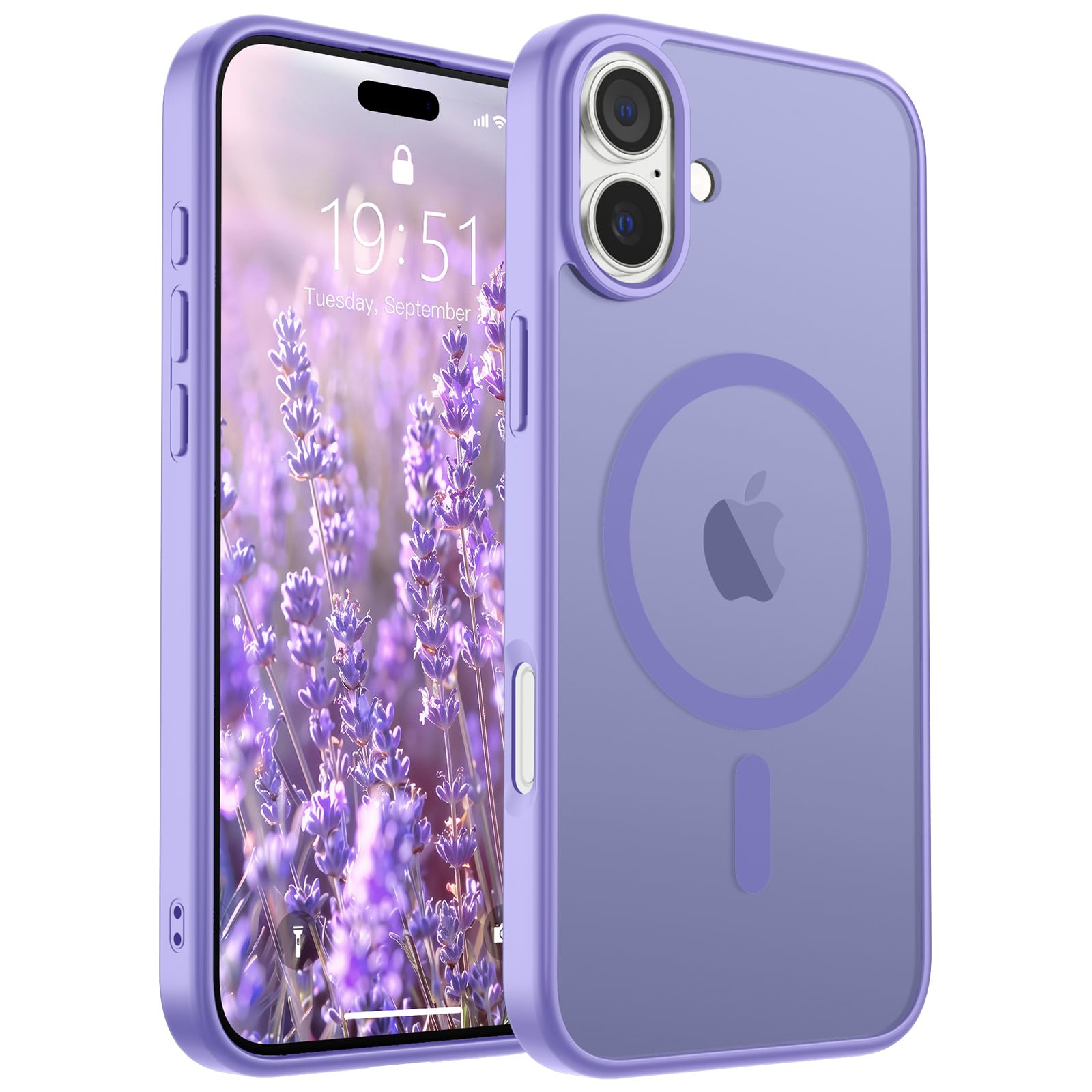 SUPFINE Magnetic for iPhone 16 Plus Case(Compatible with MagSafe)(10 FT Military Grade Drop Protection) Slim Translucent Matte Shockproof with Anti-Fingerprint Phone Case,Purple