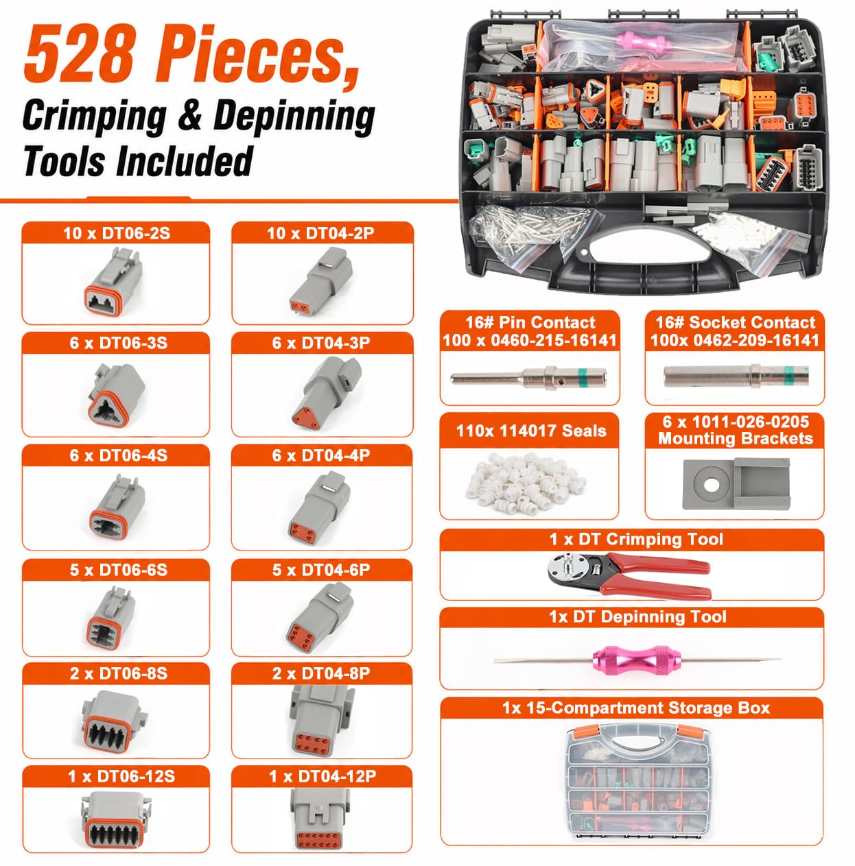 Kit Connecteurs électriques Automobile 528 Pièces, Connecteur DT étanche