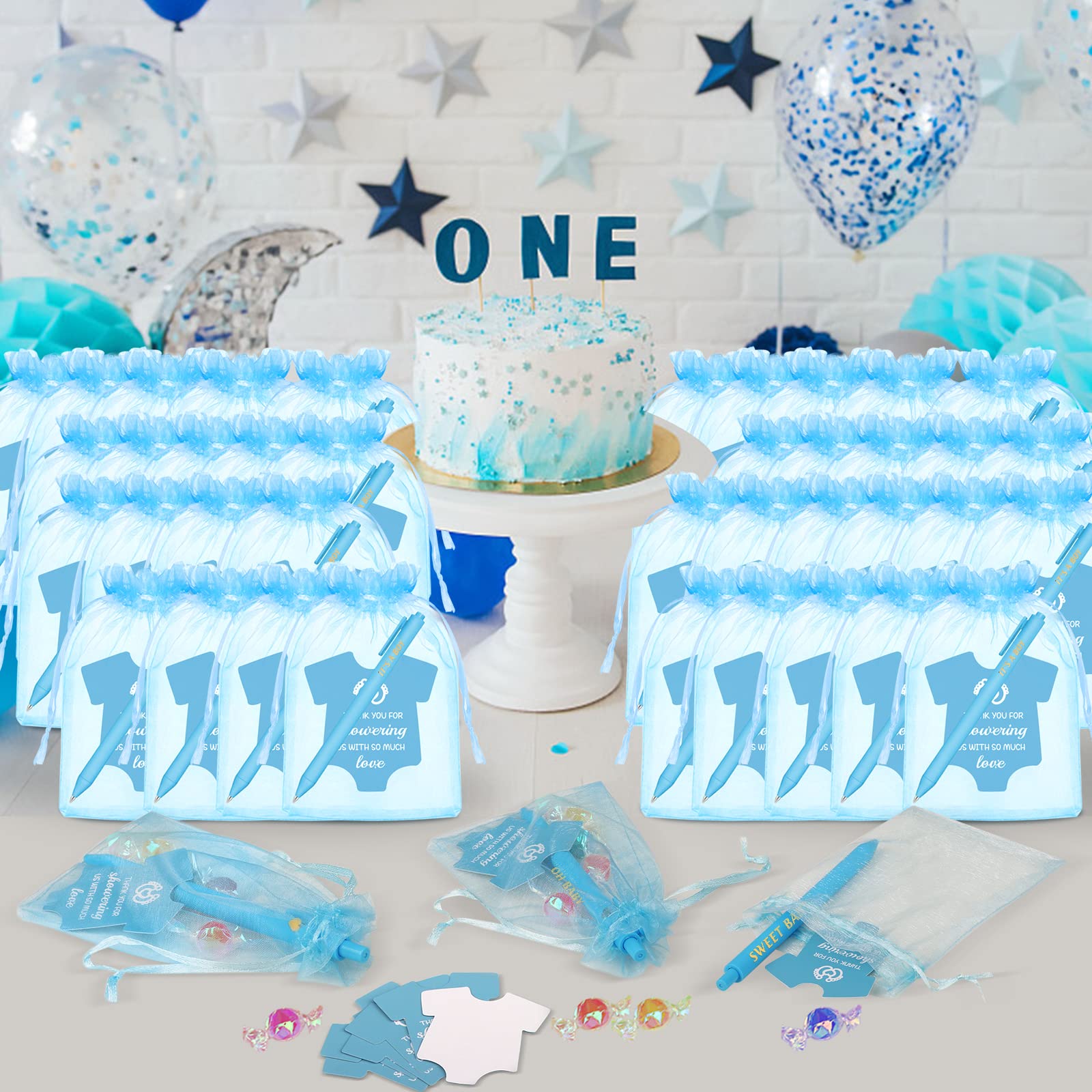 50 Sets Babyparty Gastgeschenke – Inkl. Lesezeichen, Stift, Organzabeutel & Quaste, Für Mädchen & Jungen