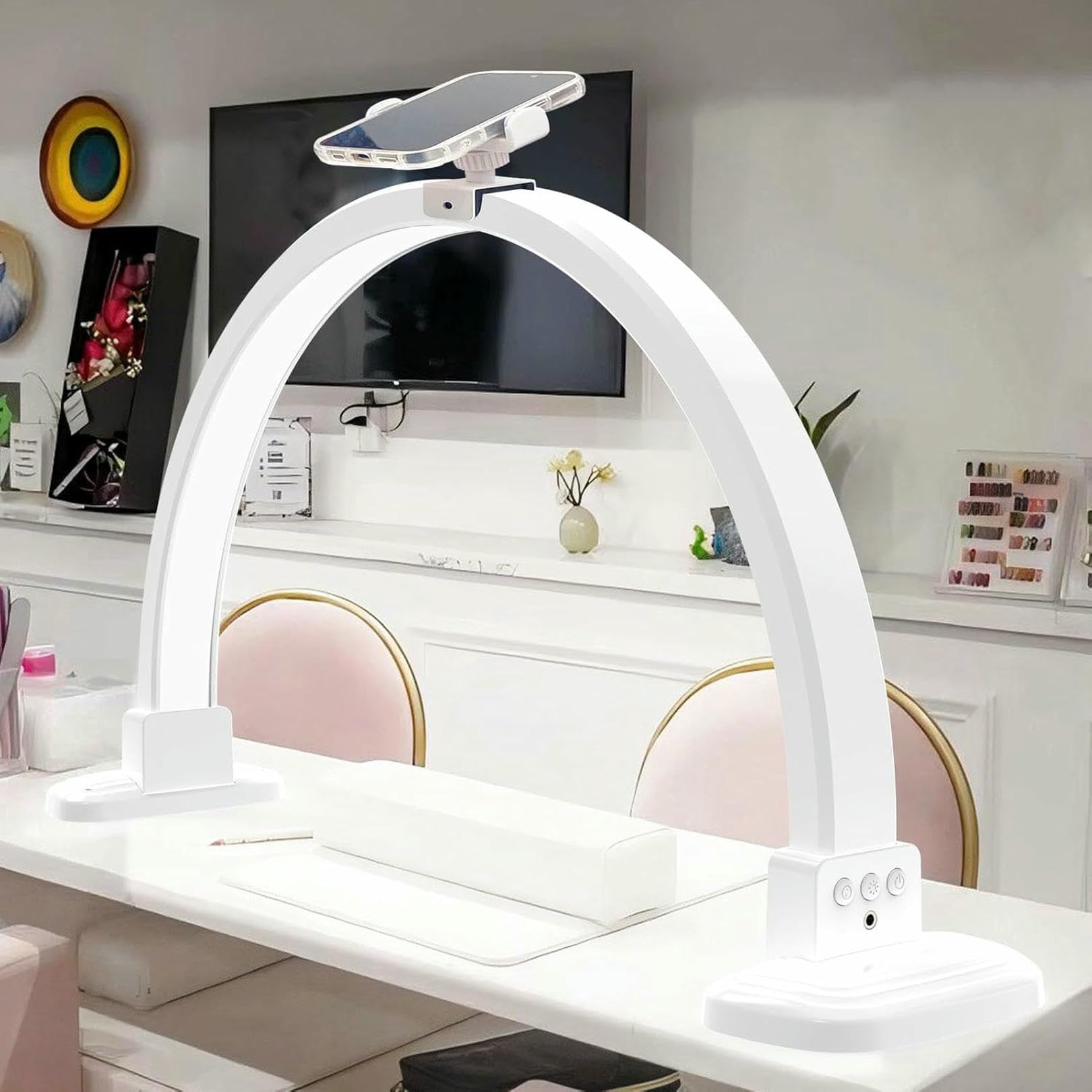 Lampe à ongles demi-lune 48W avec luminosité et température réglables