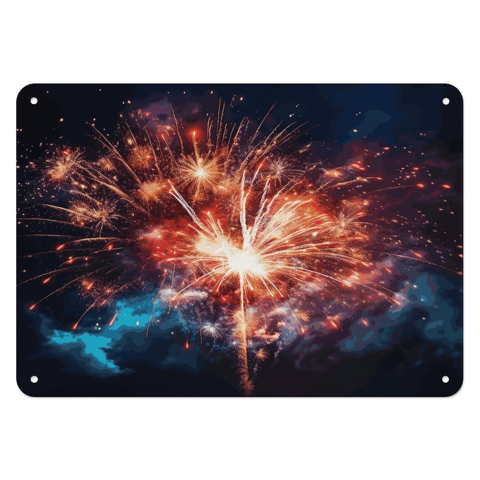 Fodpand Style Explosion Firework Retro Vintage Metal Tin Sign,Wall Art Decor Garden Plaque Poster For Bedrooms Yard Bars Pubs Patios Porches 7.9X5.5 Inch