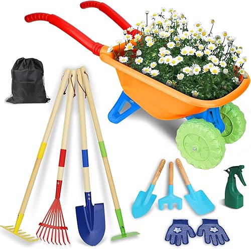 Juego de herramientas de jardinería para niños, juego de jardinería para niños, juguetes de excavación de granja al aire libre con pala de