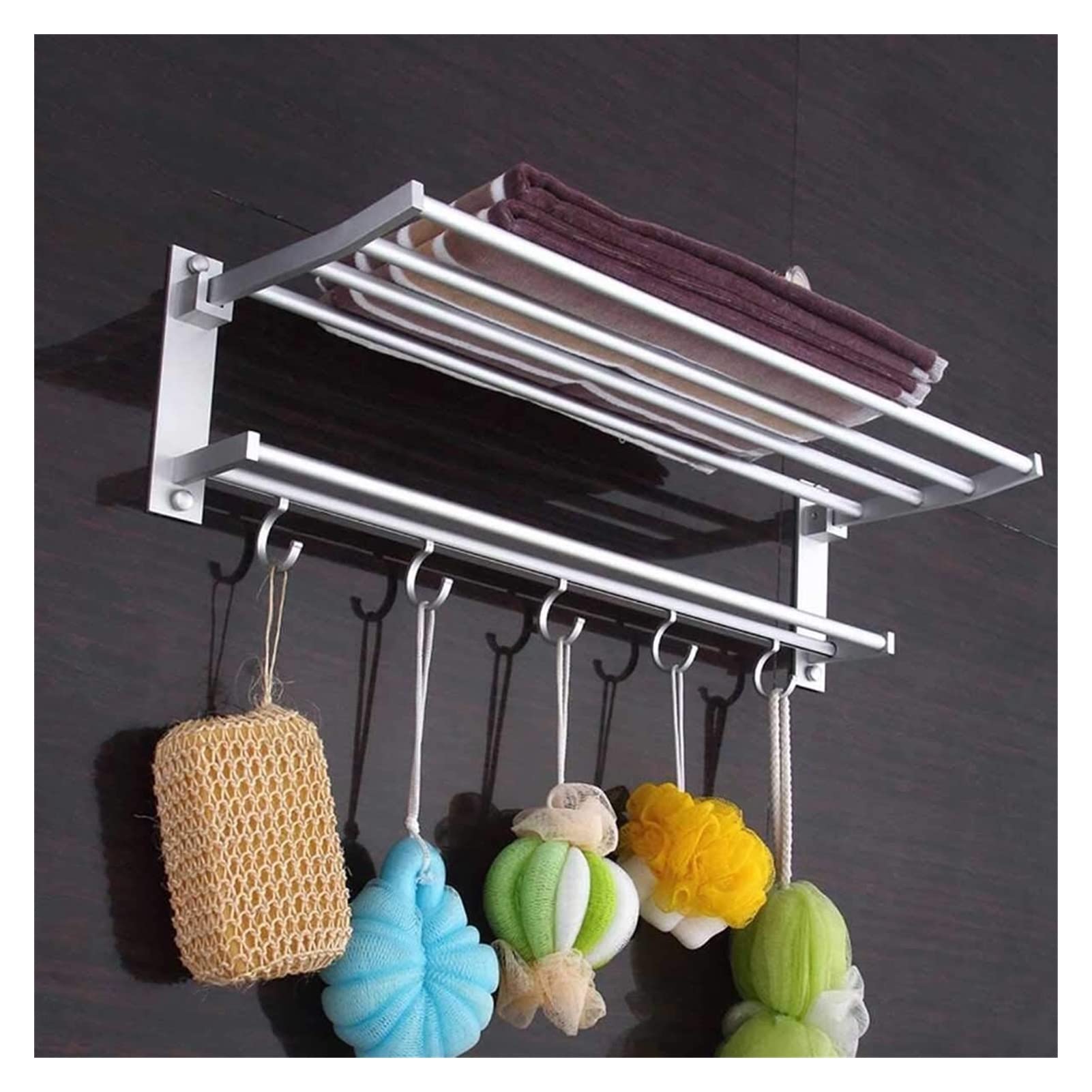 Porte-serviettes pliable pour cuisine et salle de bain pour un rangement mural épuré