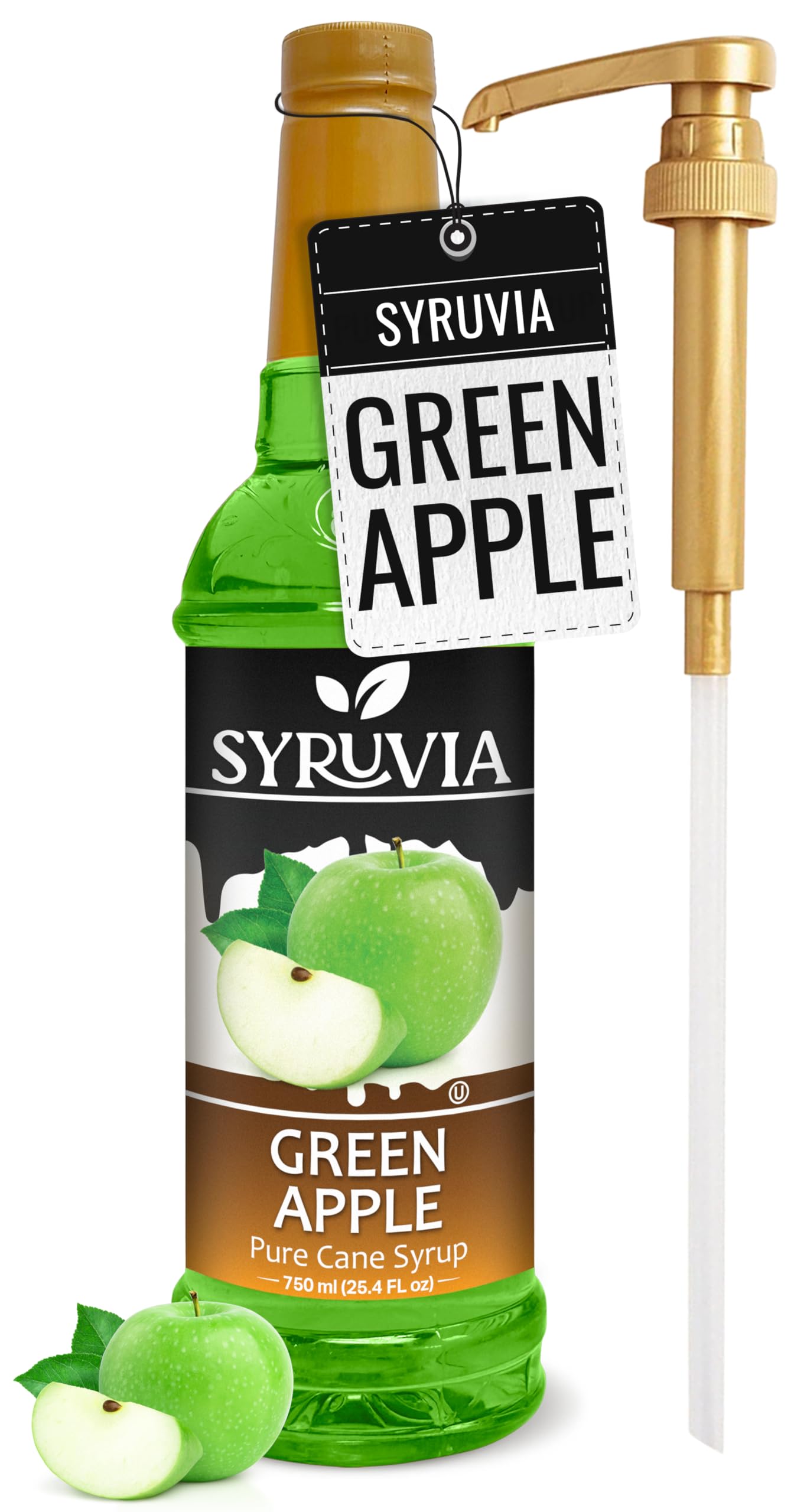 Green Apple Syrup, Flavored Syrup for Drinks, Cocktails, Lemonades, Iced Teas, and Desserts – 25.4 fl oz, With Pump