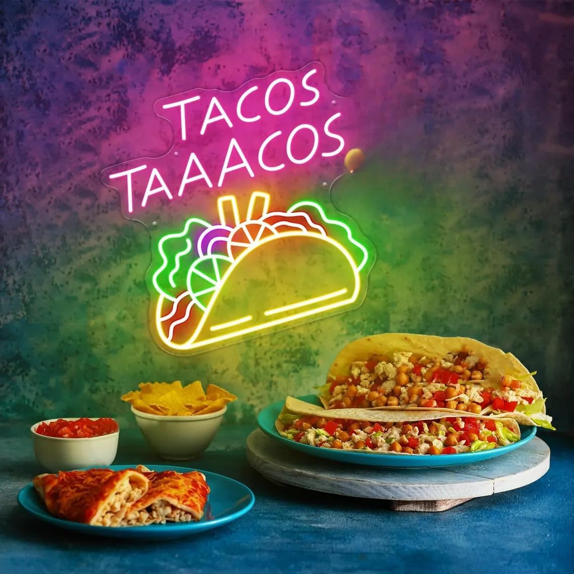 Feed Me Tacos And Tell Me I'm Pretty Neon Sign, Tacos Neon Sign Custom Mexican Restaurant Decor Taco Party Fast Food Neon Light Coffee Decor