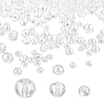 PATIKIL Rondelle Crystal Beads, 600Pcs 4-8mm Faceted Glass Loose Beads Briolette Shape Beads for Jewelry Making Bracelets Necklaces Earrings DIY Craft Projects, White Plating AB
