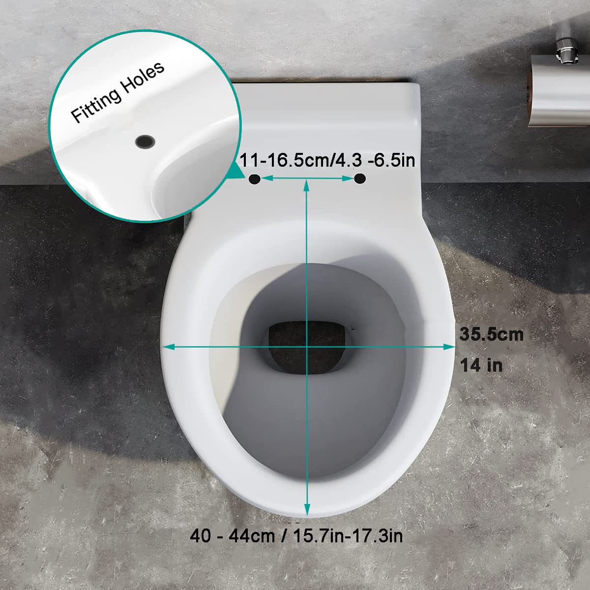 Runder WC-Sitz mit Schnell-Rase-Scharnier, leicht zu reinigen, 365 x 400 mm, bequem für moderne Badezimmer
