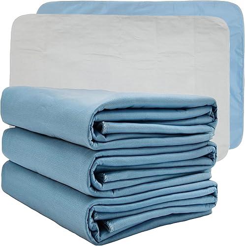 Almohadillas de cama XL lavables y reutilizables de 36 x 54 pulgadas impermeable absorbente para incontinencia paquete de 3 unidades con protección