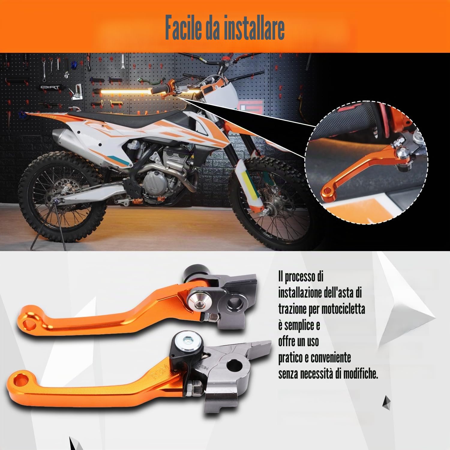JFG RACING CNC Pieghevole Leva Frizione Freno Moto per SX SXR SXF SXF XCF XCFW XCRW XCW EXCR EXCR EXCR 125 150 200 250 300 350 500-Arancione