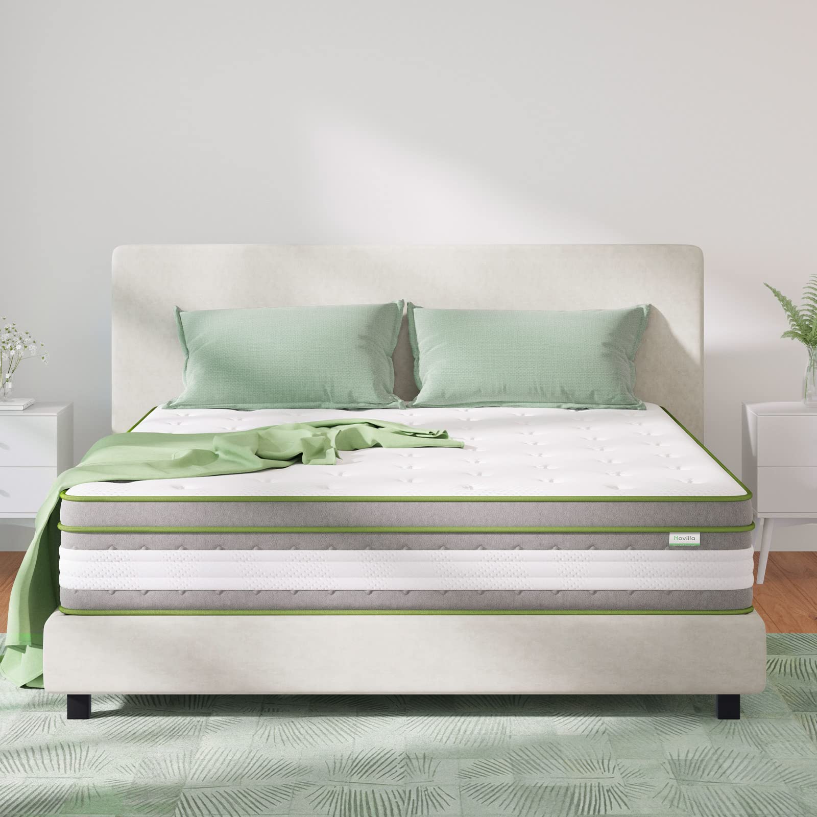 Novilla Tonnentaschenfederkernmatratze 160x200 Matratze Höhe 27cm Härtegrad H3 Öko Tex Zertifiziert Rollmatratze mit Gel Memory Schaum Mittelfest Punktelastizität